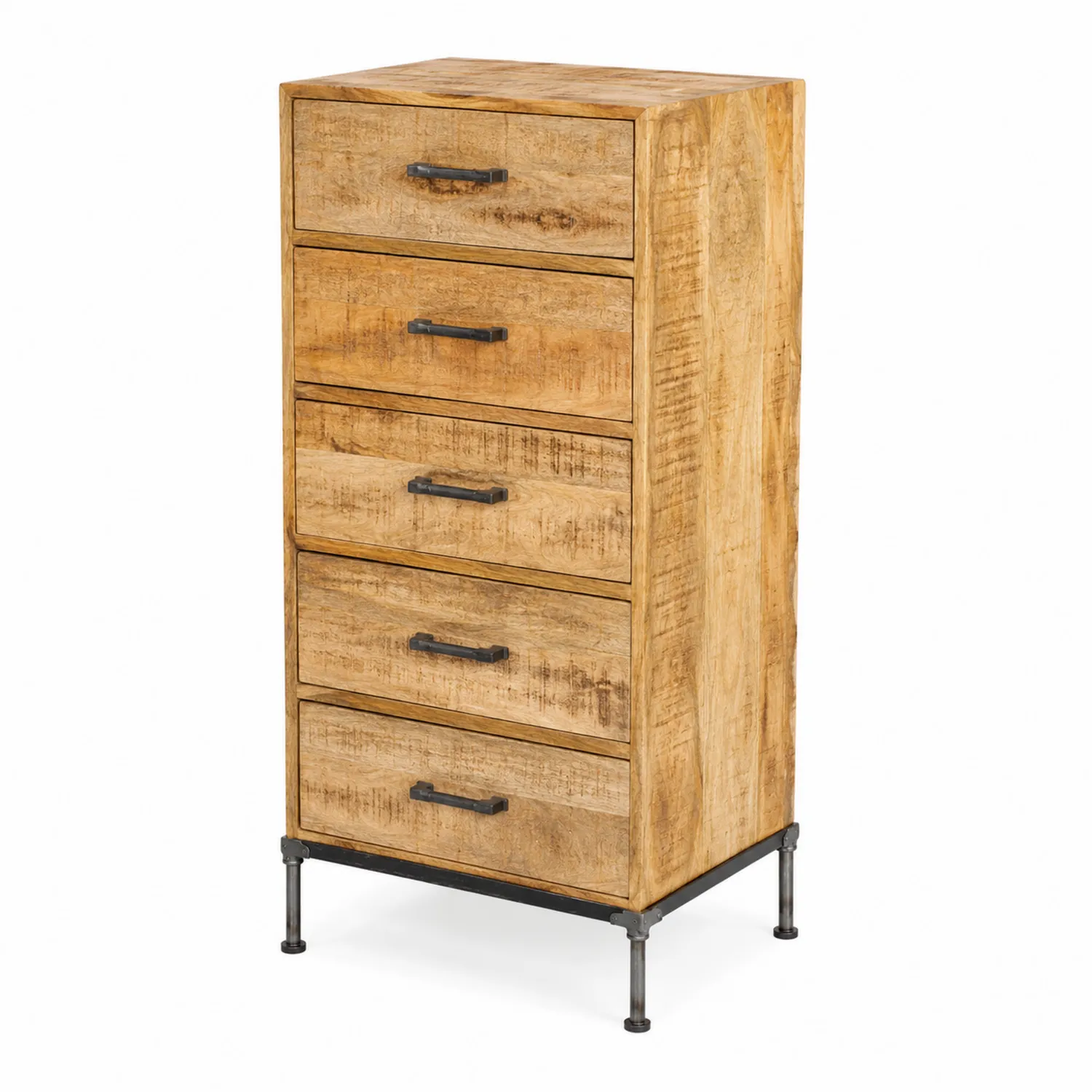 Cassettiera in legno di mango con 5 cassetti