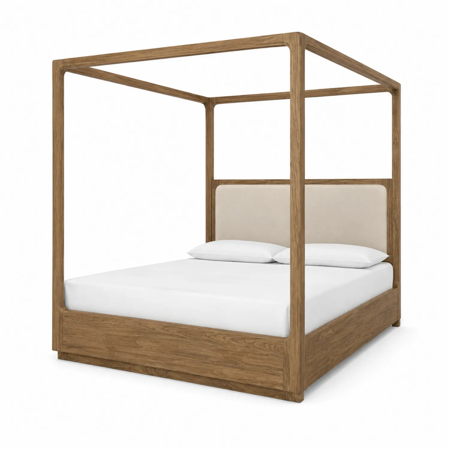 Letto a Baldacchino in Rovere e Tessuto 200x160 cm