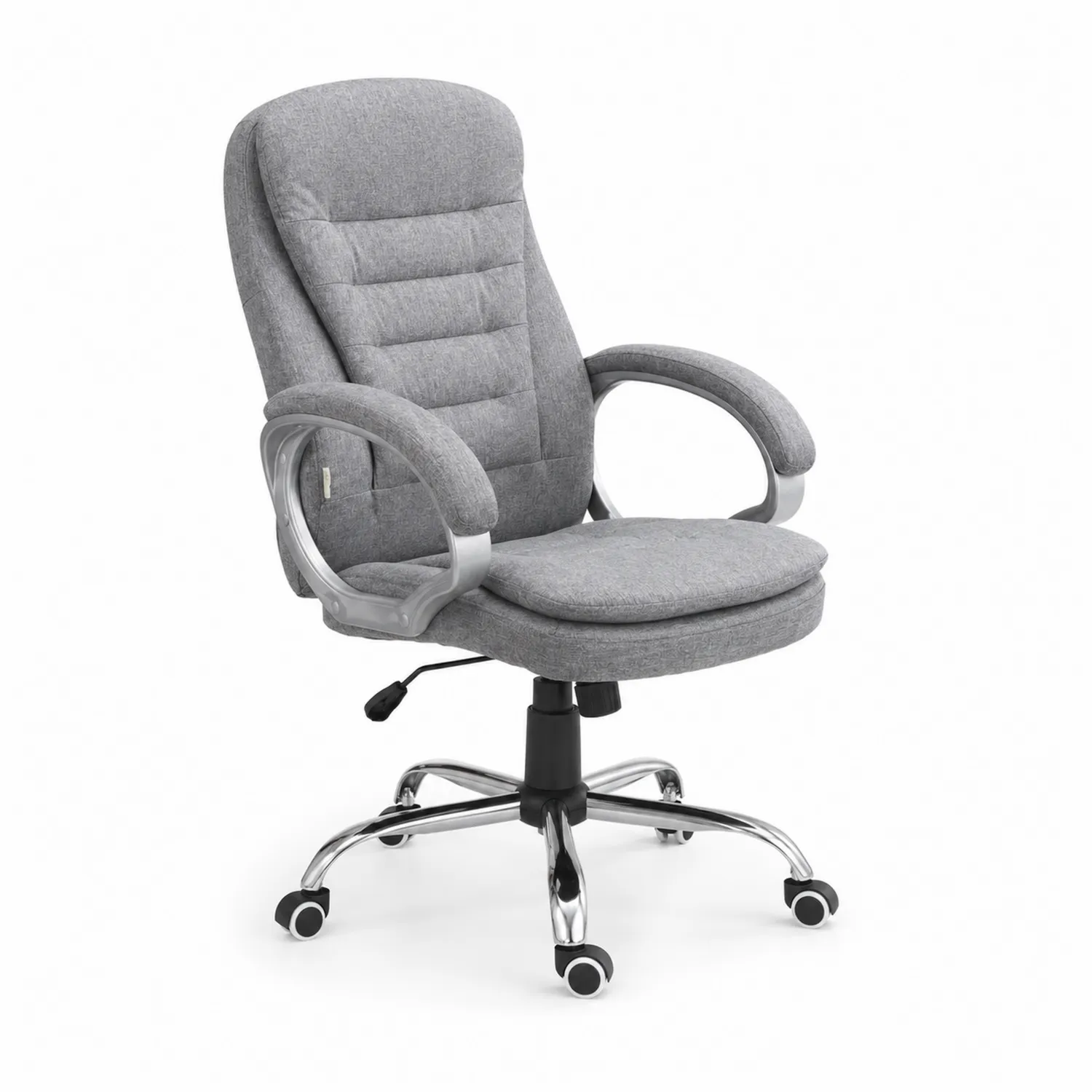 Sedia da ufficio in tessuto grigio con base in metallo