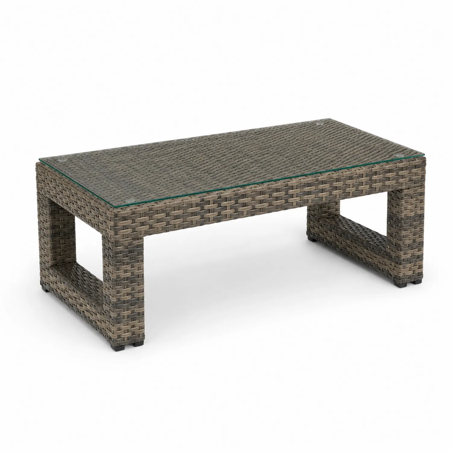 Tavolino da giardino in rattan e vetro temperato