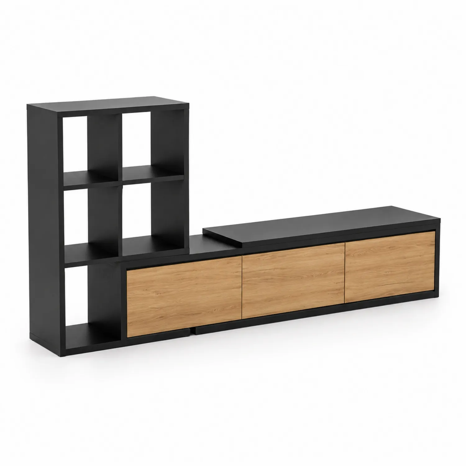 Mobile TV in MDF e Metallo Nero e Rovere Chiaro 180x45x150 cm