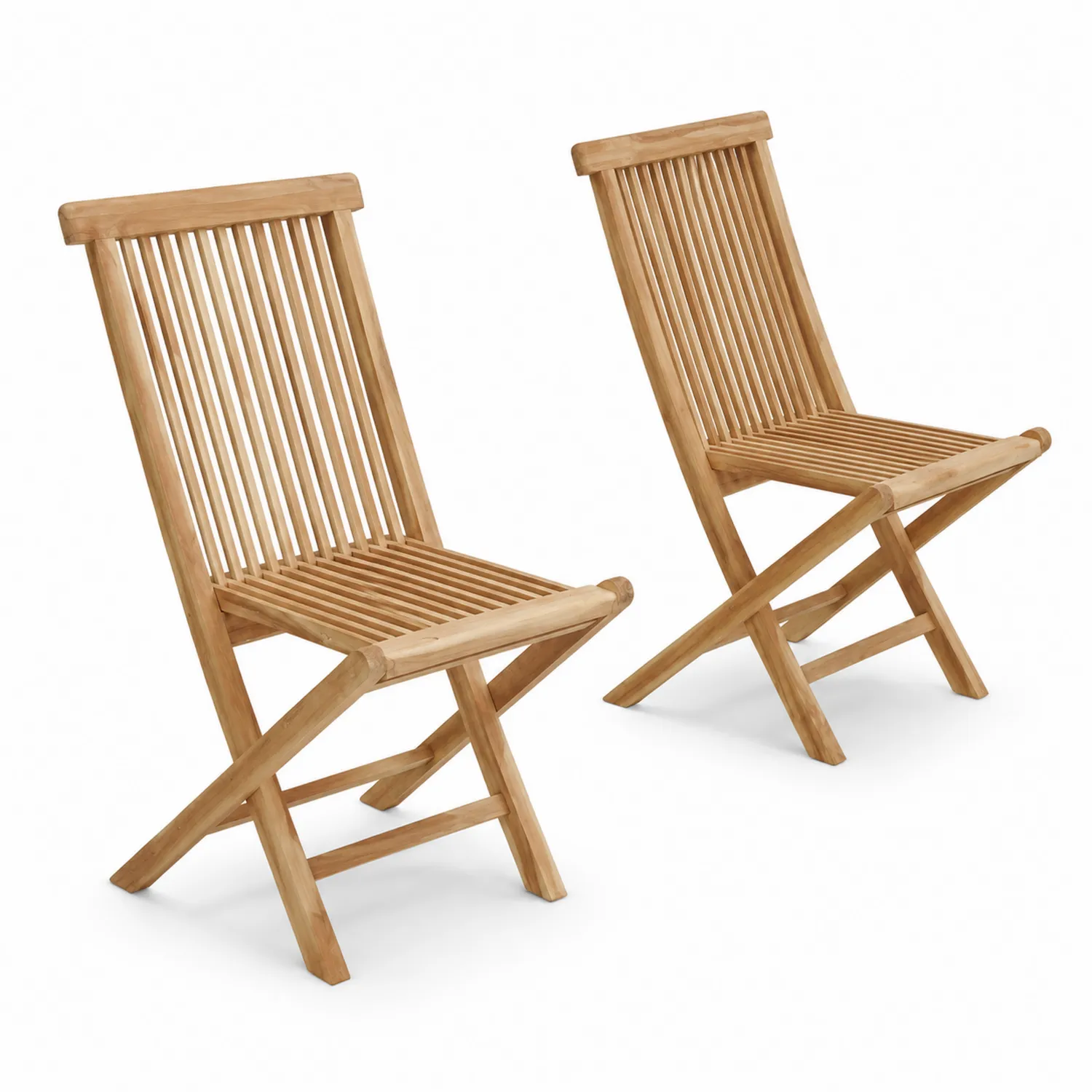 Set di 2 Sedie Pieghevoli in Legno di Teak