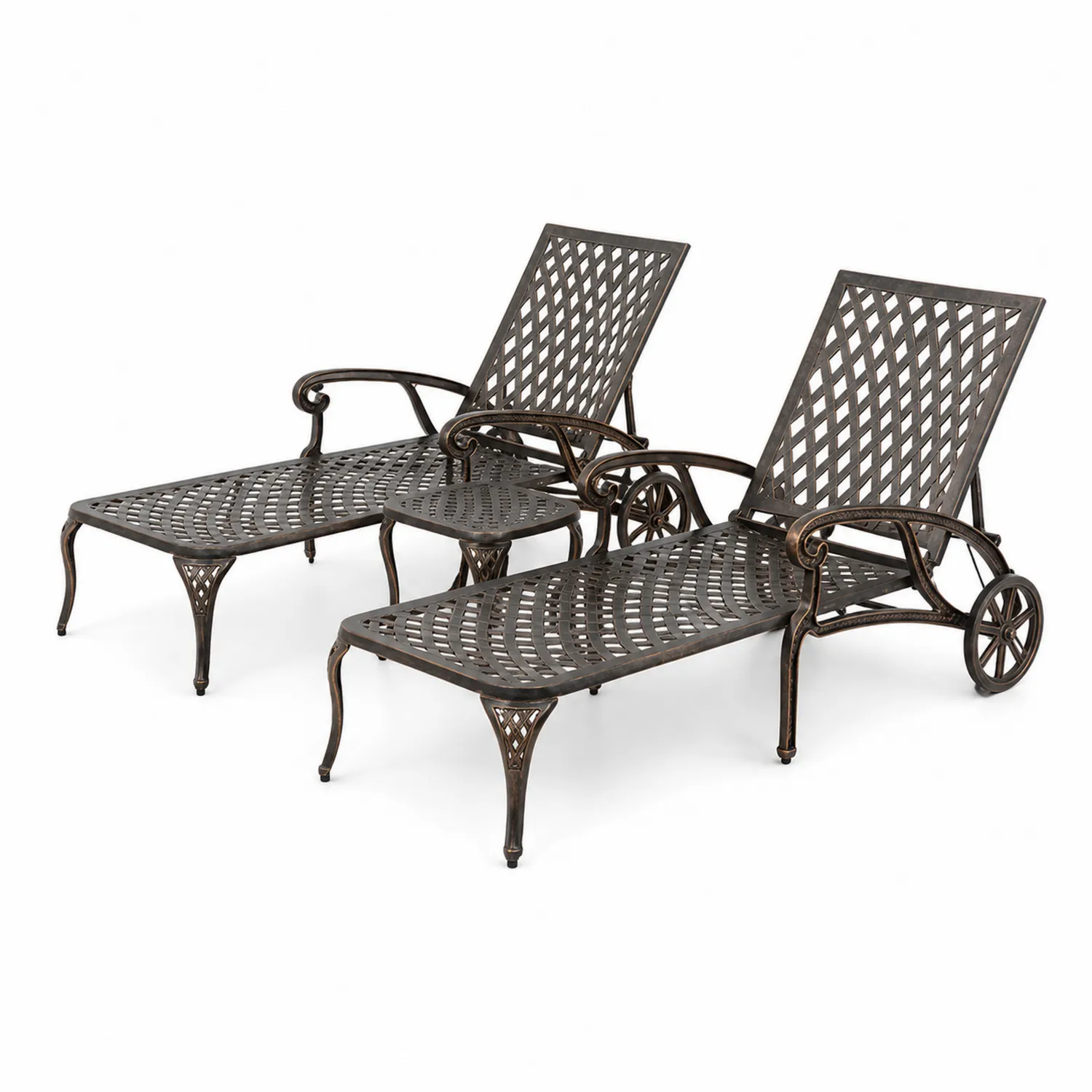 Set di 2 Lettini Prendisole in Alluminio Bronzo
