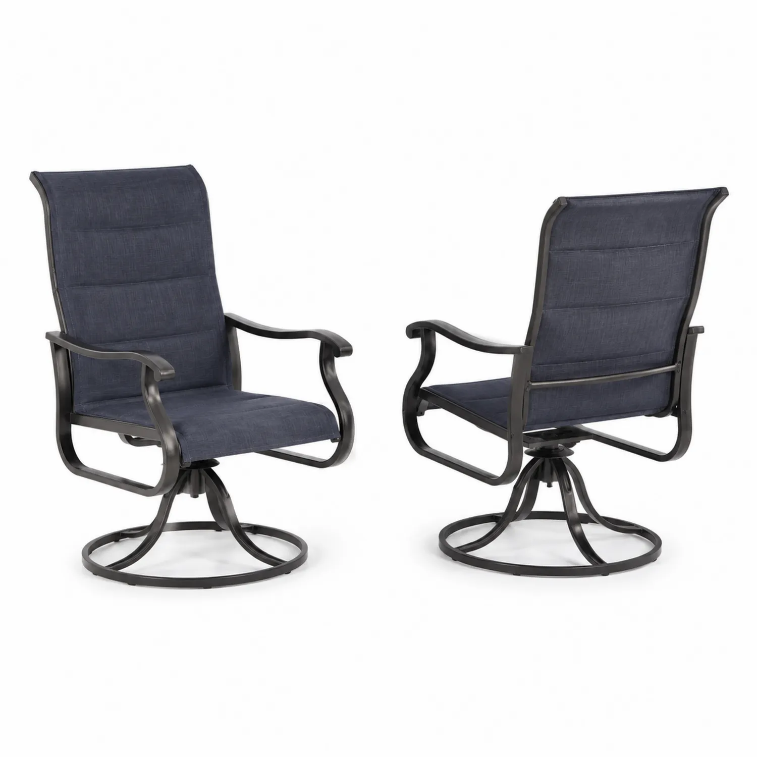 Set di sedie girevoli in metallo con tessuto Blu