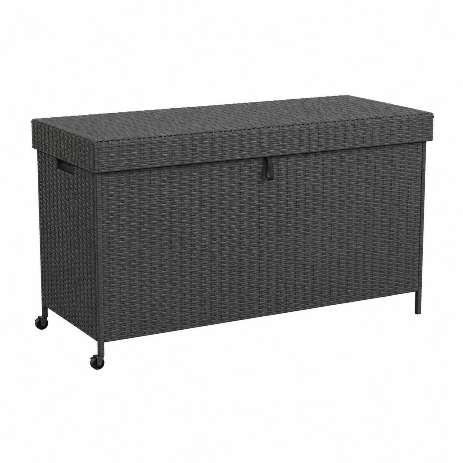 Scatola in Rattan Sintetico con Ruote Grigio 120x50x60 cm