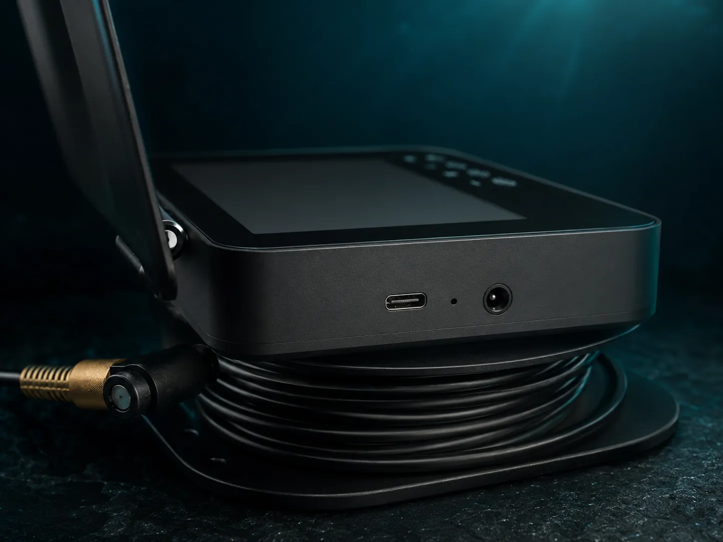 USB charging port on the underwater fish finder monitor