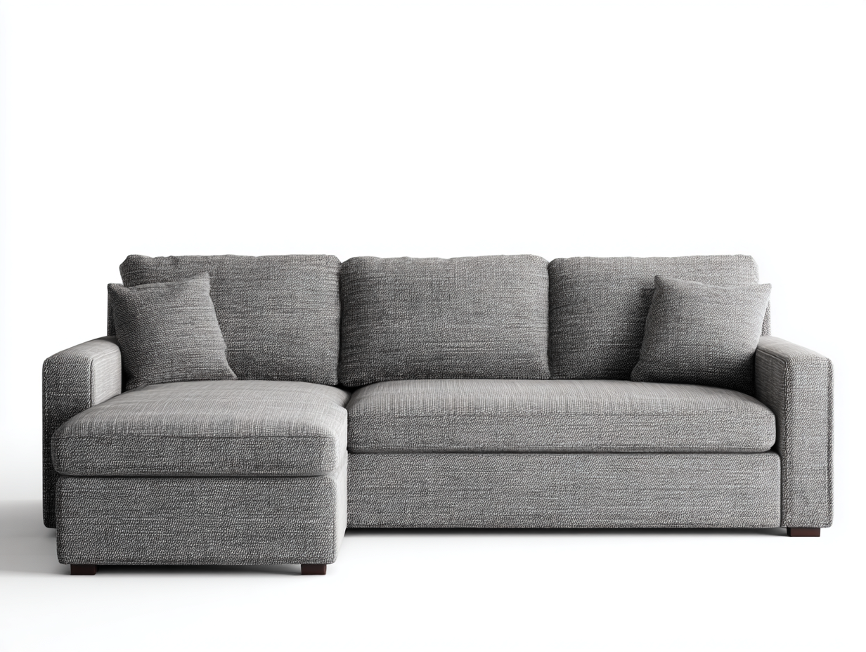 Canapé d'angle - Tissu-Bois-Mousse - 236 x 154 x 83 cm - Gris clair - Style moderne-Loftmyly