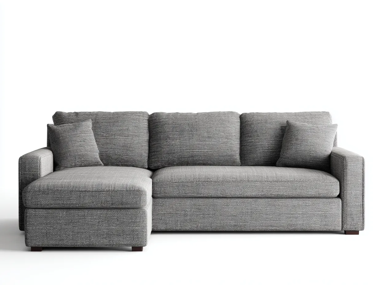 Canapé d'angle - Tissu-Bois-Mousse - 236 x 154 x 83 cm - Gris clair - Style moderne-Loftmyly