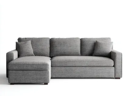 Canapé d'angle - Tissu-Bois-Mousse - 236 x 154 x 83 cm - Gris clair - Style moderne-Loftmyly