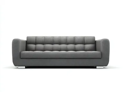 Canapé 3 places - Tissu-Métal-Bois - 224 x 87 x 79 cm - Gris clair - Style moderne-Loftmyly