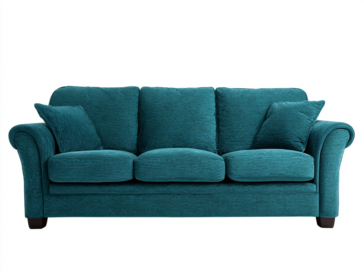 Canapé 3 places - Tissu - 205 x 92 x 90 cm - Bleu canard - Style classique-Loftmyly