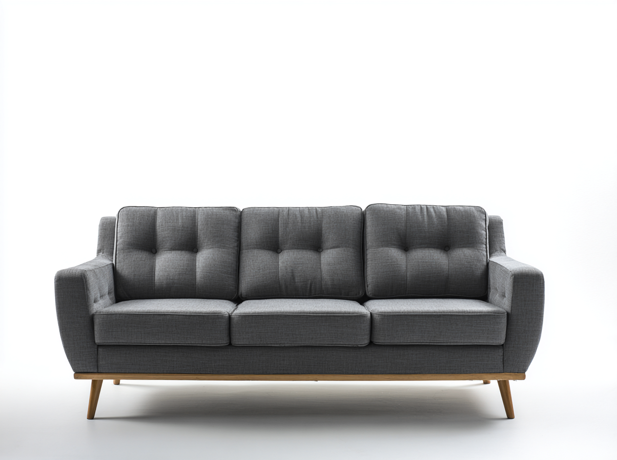 Canapé 3 places - Tissu-Bois - 212 x 88 x 86 cm - Gris - Style scandinave-Loftmyly