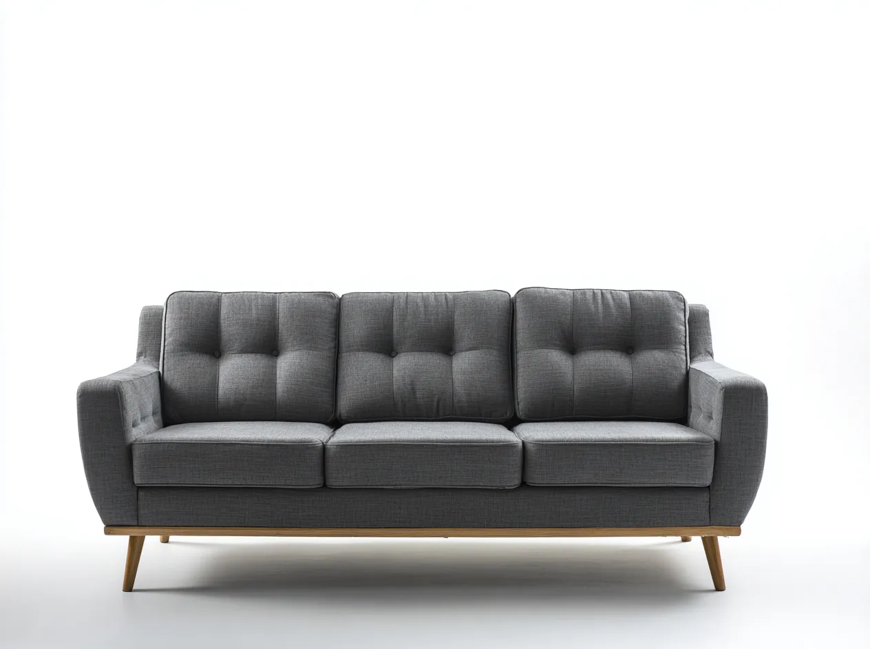 Canapé 3 places - Tissu-Bois - 212 x 88 x 86 cm - Gris - Style scandinave-Loftmyly