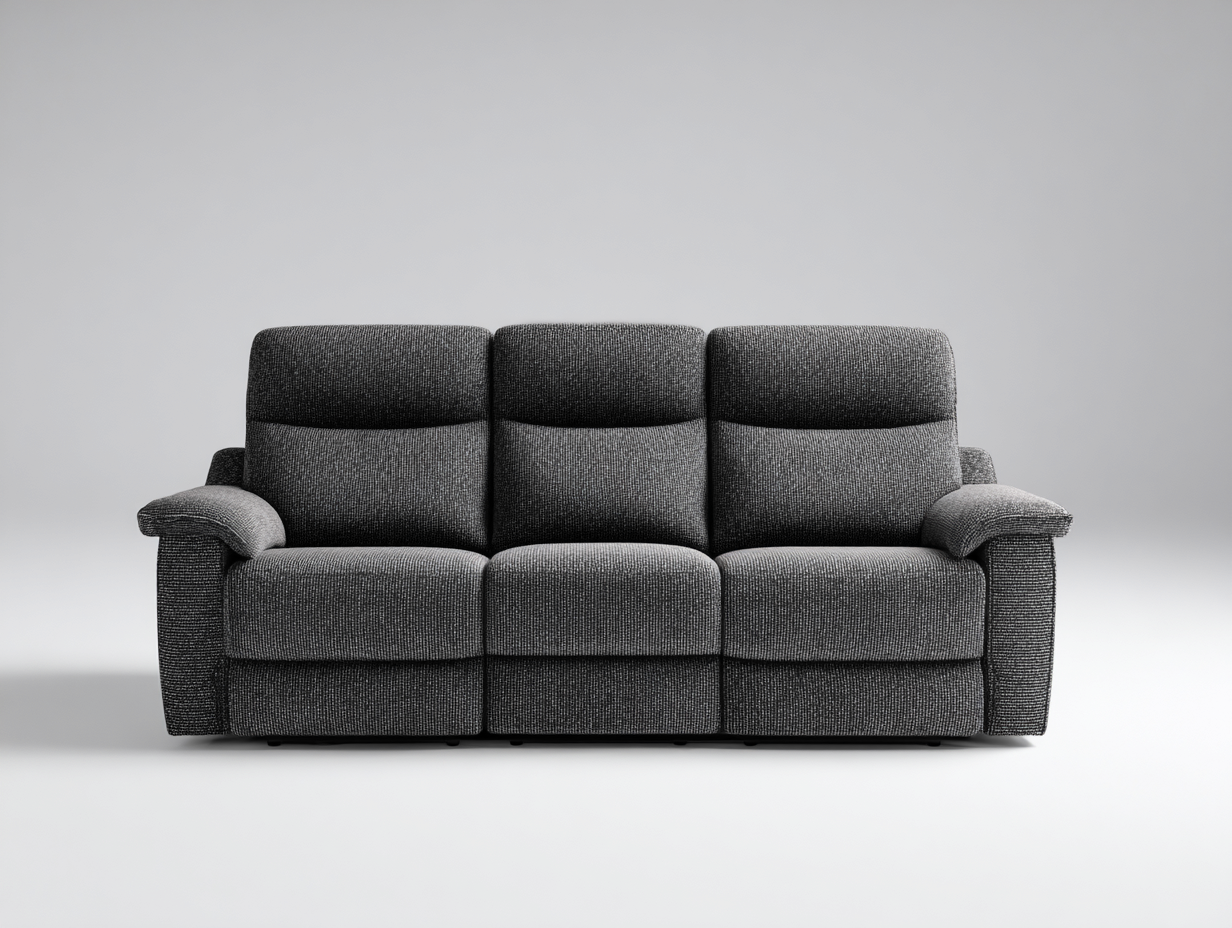Canapé 3 places - Tissu - 218 x 96 x 104 cm - Gris foncé - Style contemporain-Loftmyly