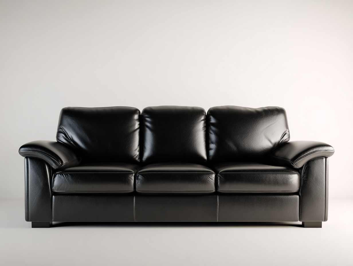 Canapé 3 places - Cuir synthétique-Bois - 208 x 93 x 88 cm - Noir - Style contemporain-Loftmyly