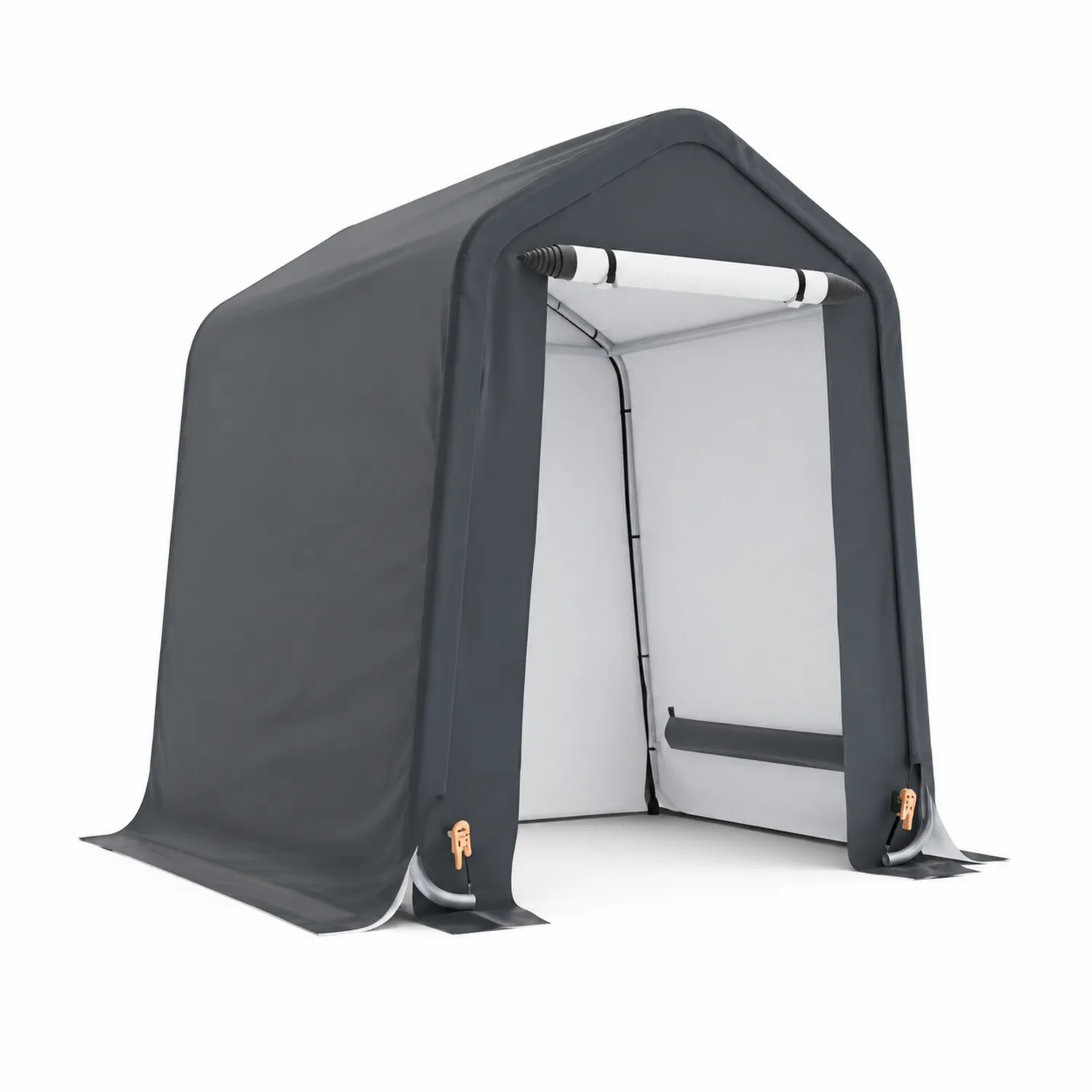 Abri de stockage acier et tissu imperméable Gris Foncé/Blanc 300x200x180cm