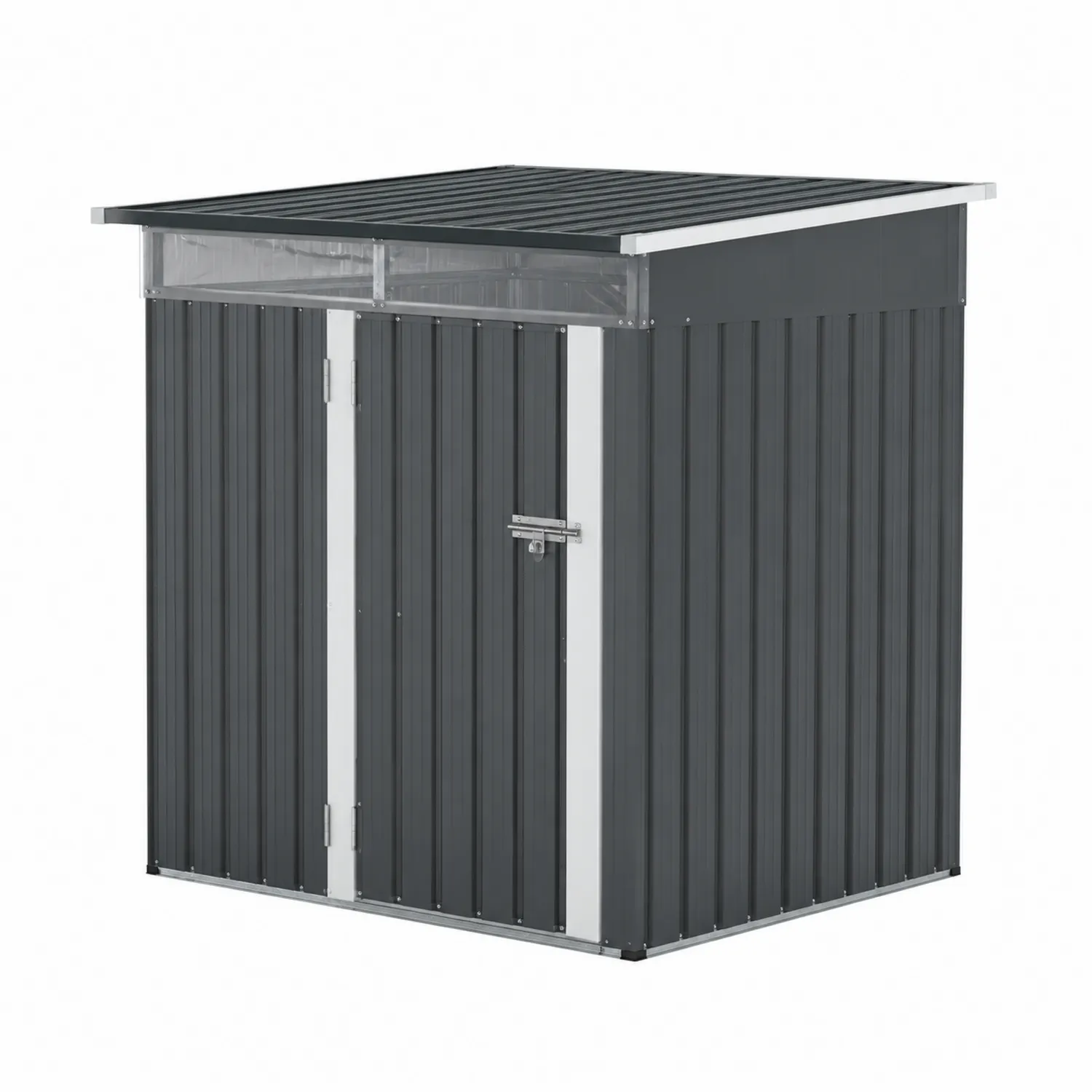Abri de jardin en acier galvanisé Gris Anthracite avec toit incliné
