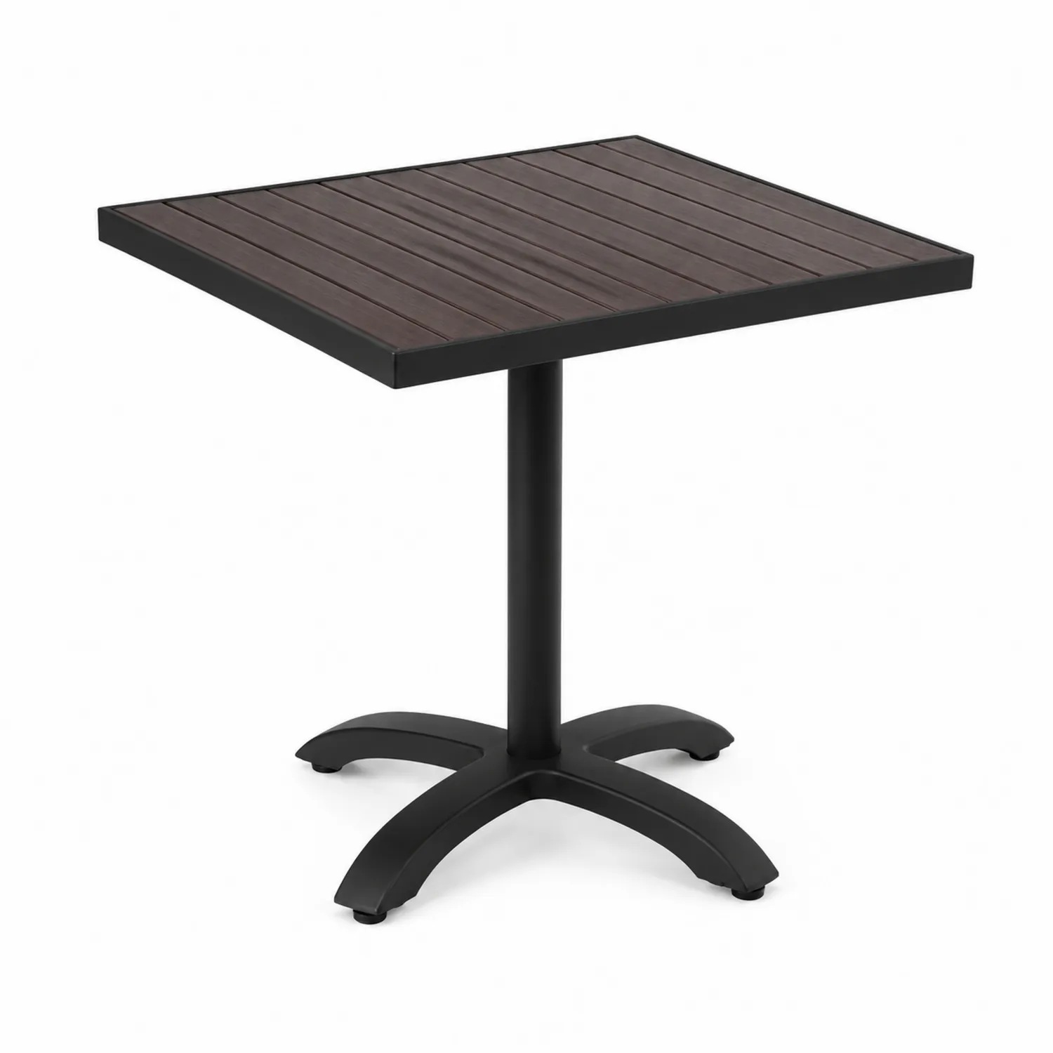 Table carrée extérieure en bois composite et acier 70x70 cm