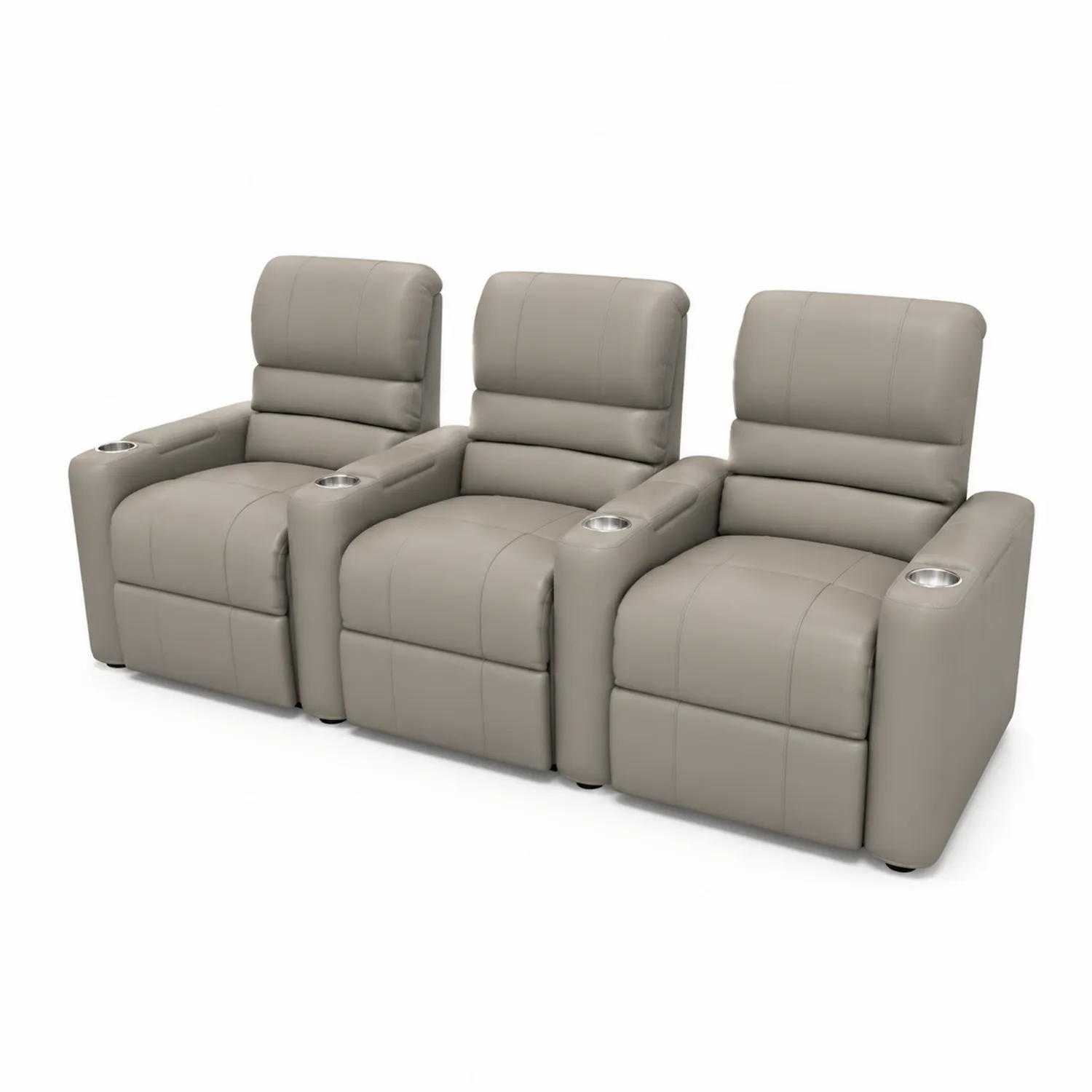 Canapé Théâtre 3 Places Réglable Cuir Synthétique Gris Taupe