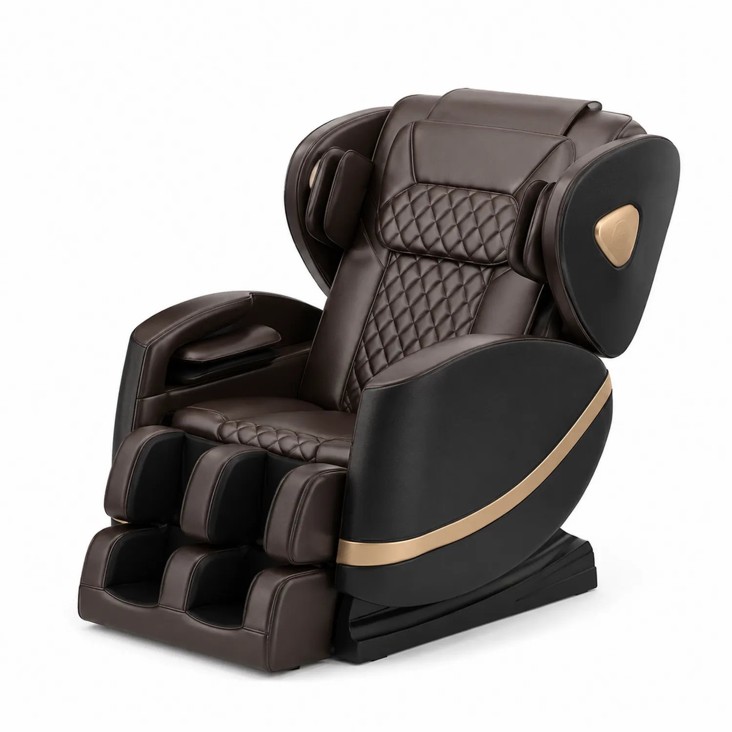 Fauteuil de massage en cuir synthétique marron et noir