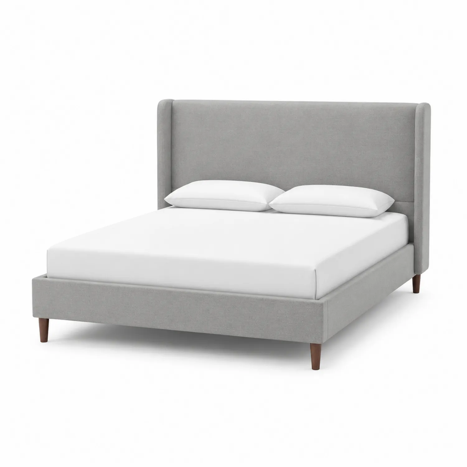 Lit double en bois et tissu gris 160x200 cm