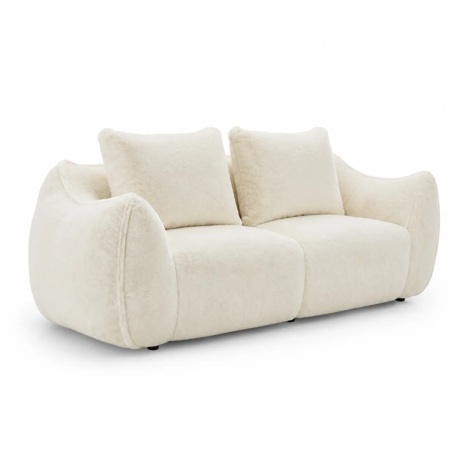 Canapé 2 places en tissu bouclé crème, 200 cm