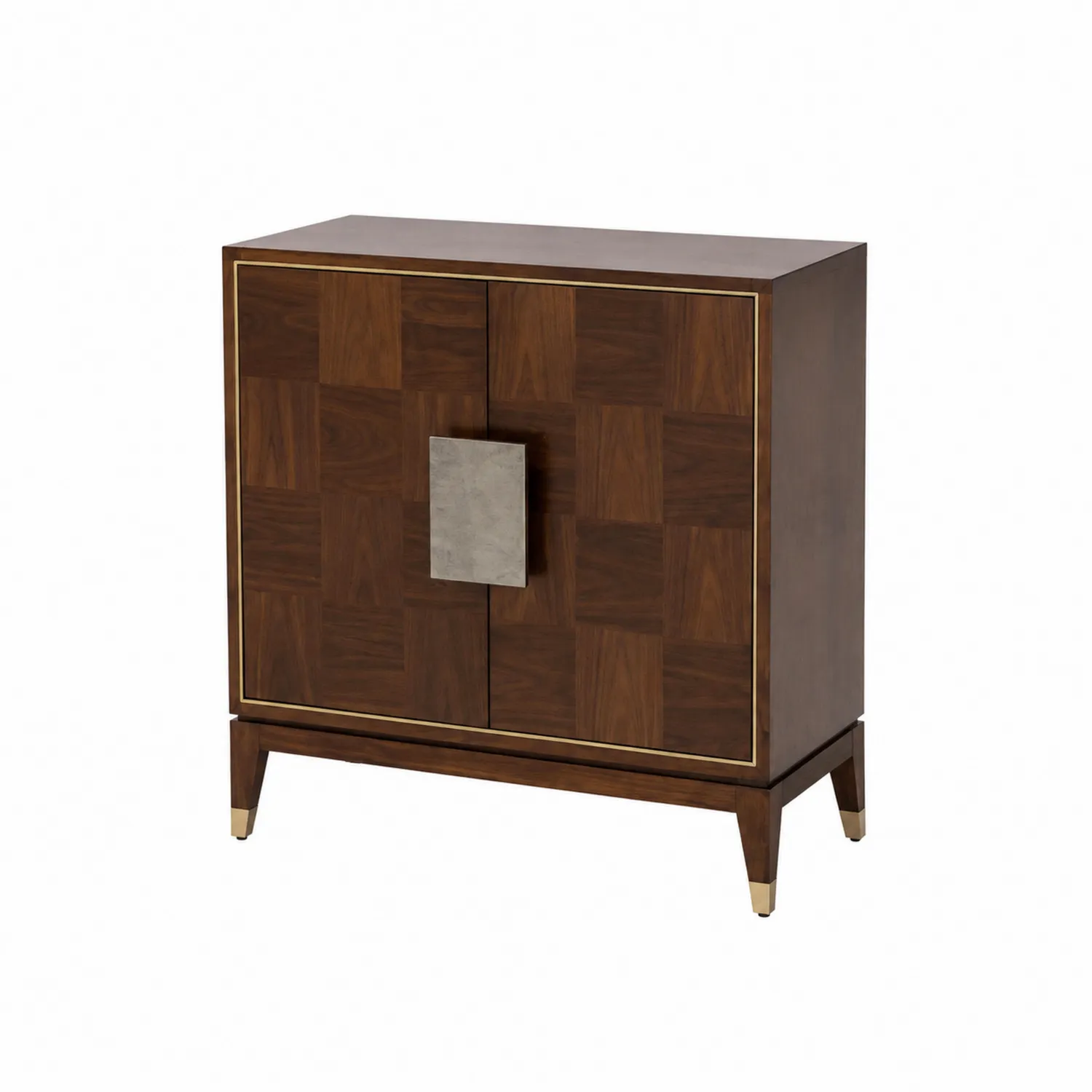 Buffet rectangulaire en bois de noyer et métal 90x40x100 cm
