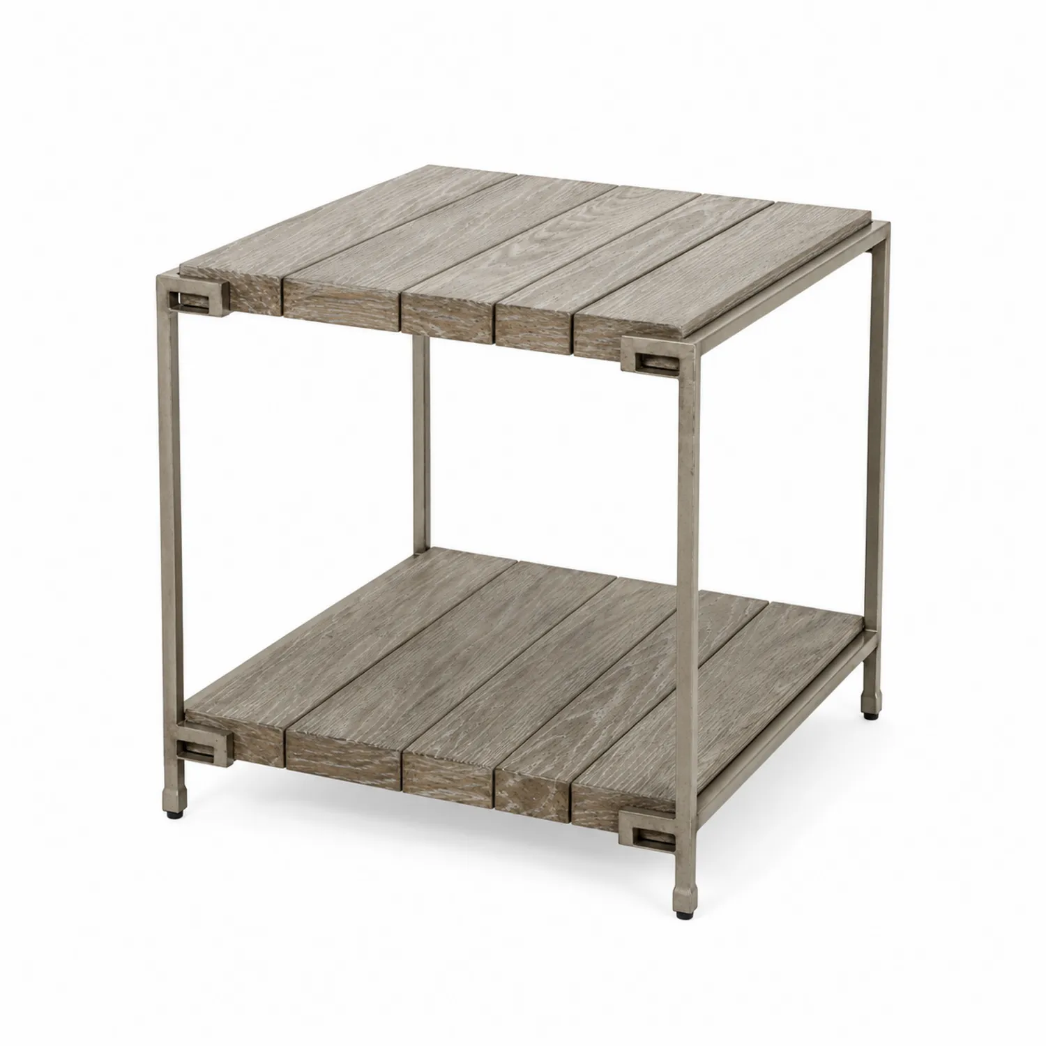 Table d'appoint carrée en bois et métal