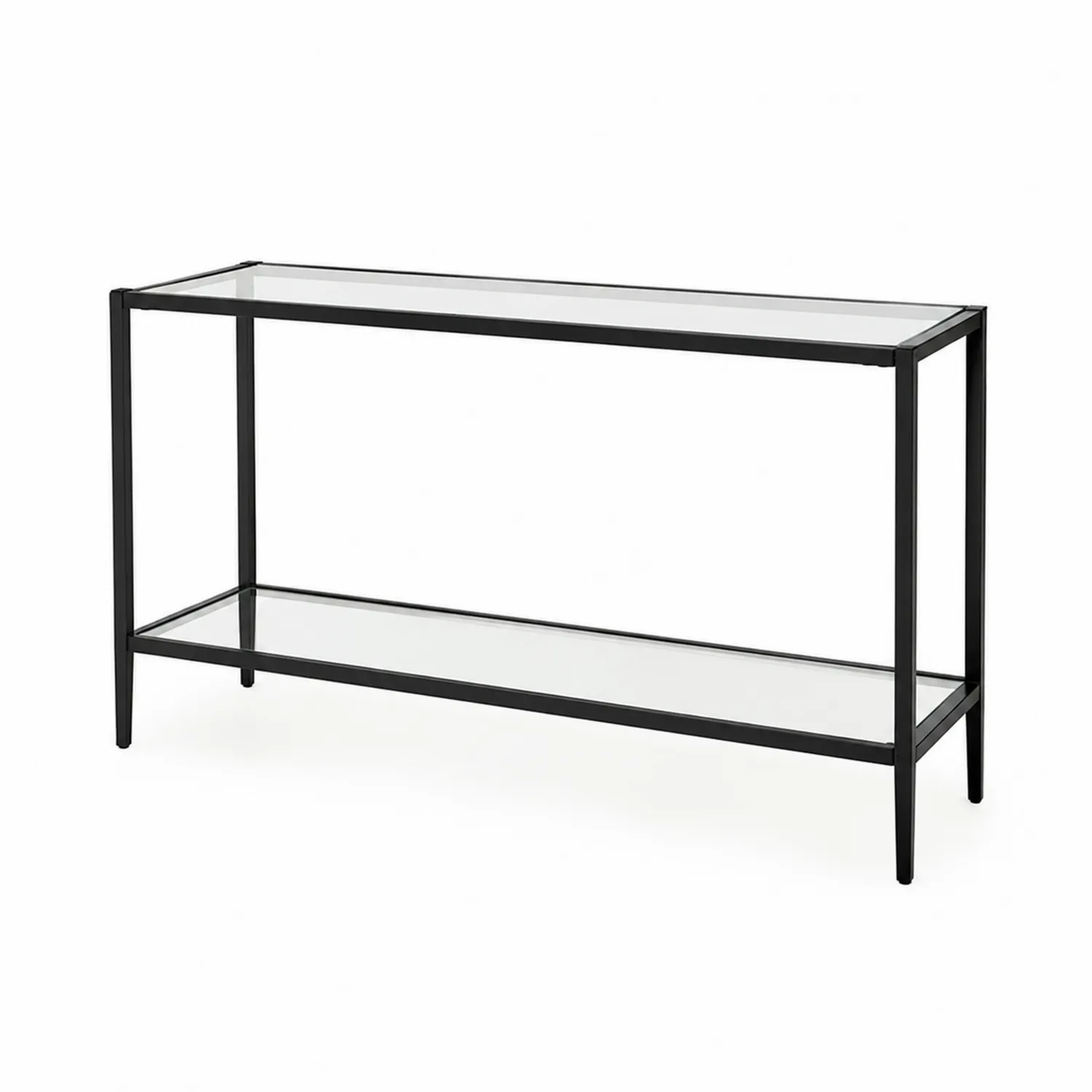 Table console en verre et métal noir