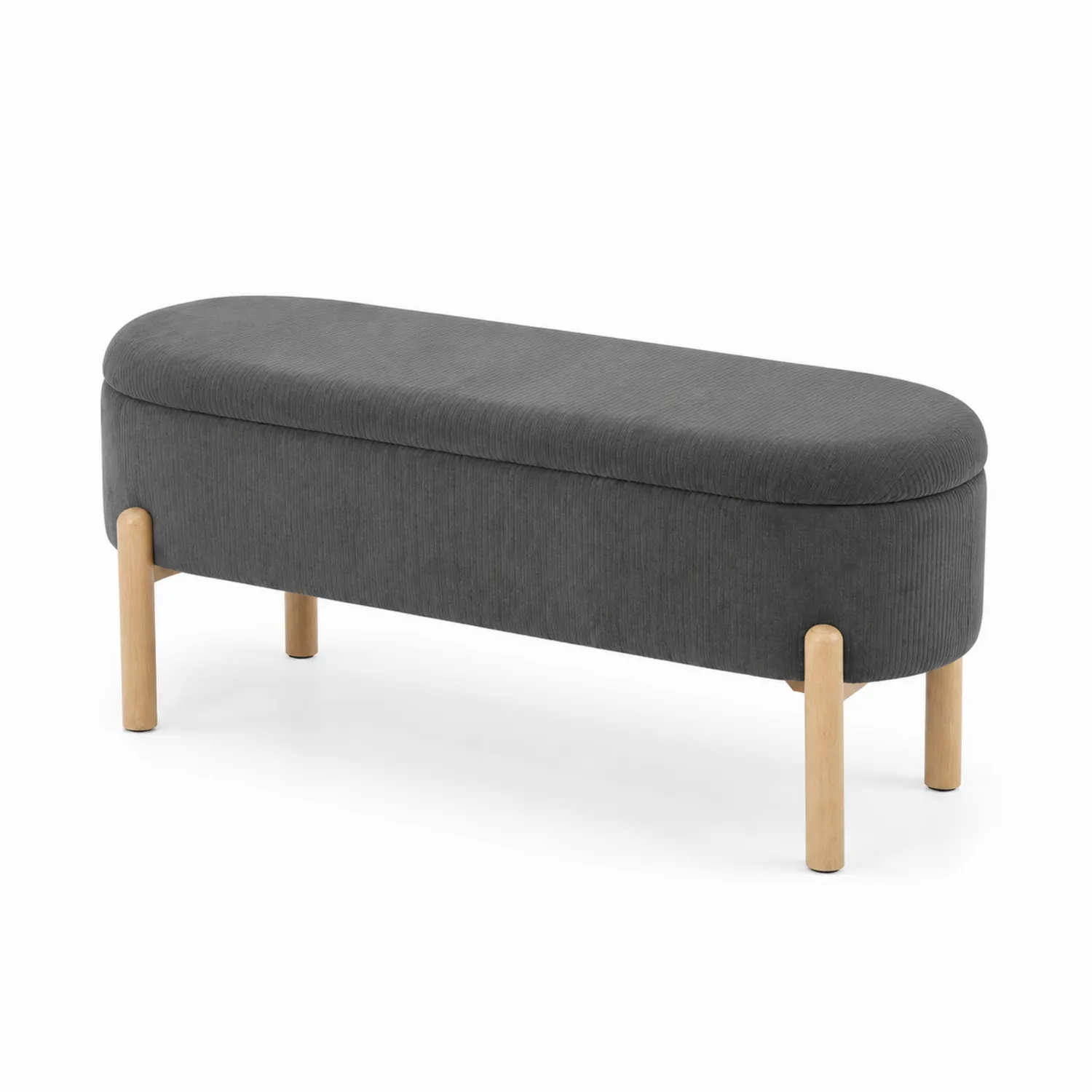 Banc long tissu côtelé pieds en bois