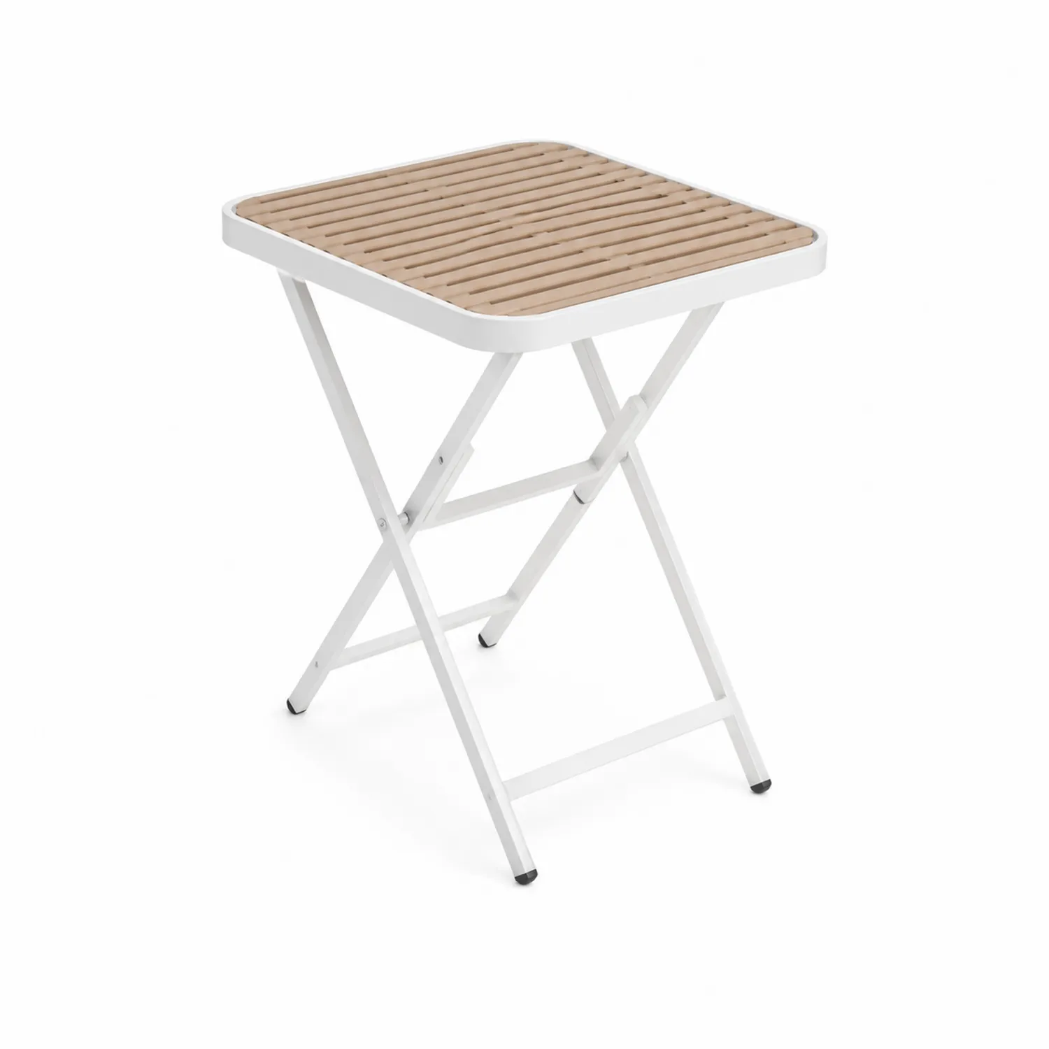 Table pliante en métal et composite Blanc 60x60 cm