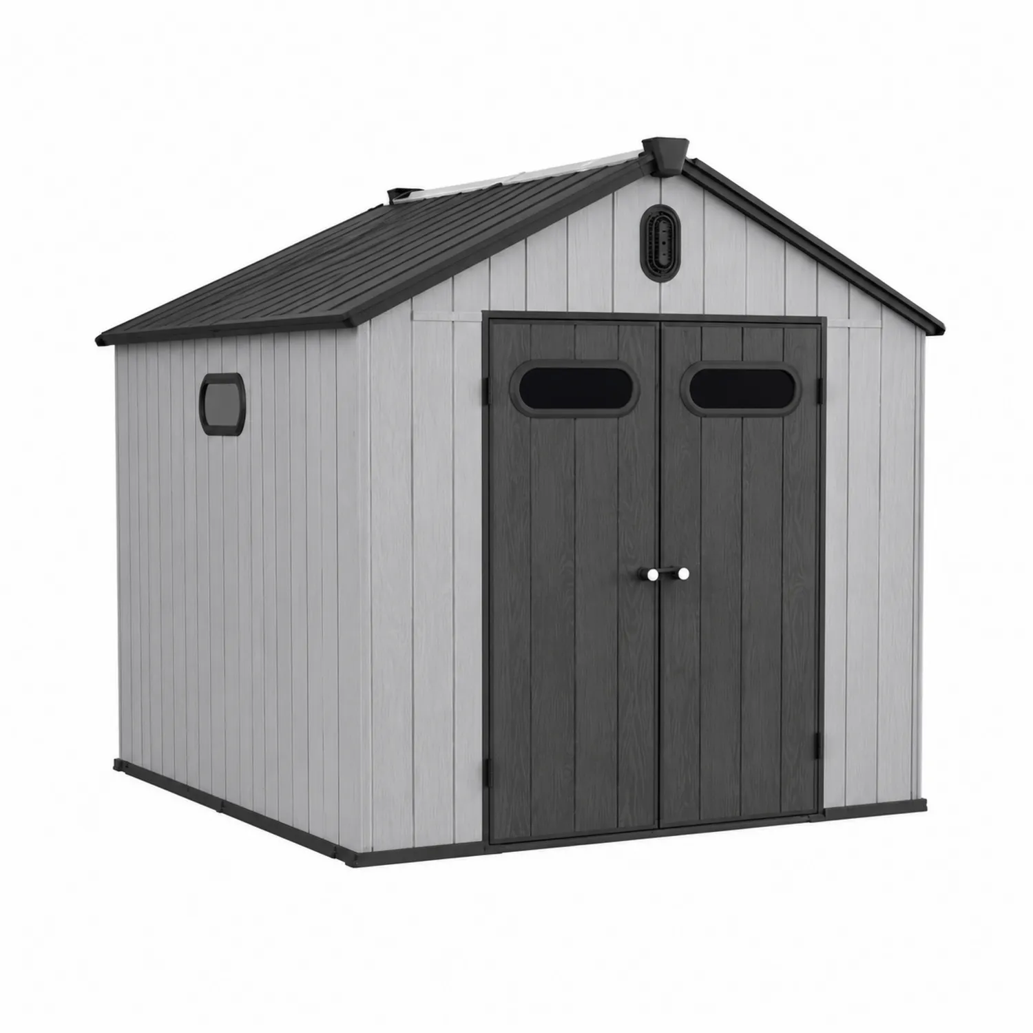 Abri de jardin en résine avec double porte et fenêtres - 3m x 2m