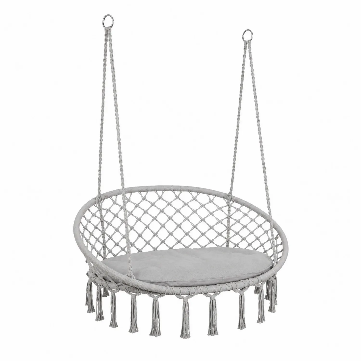 Chaise Hamac Suspendue en Macramé Gris