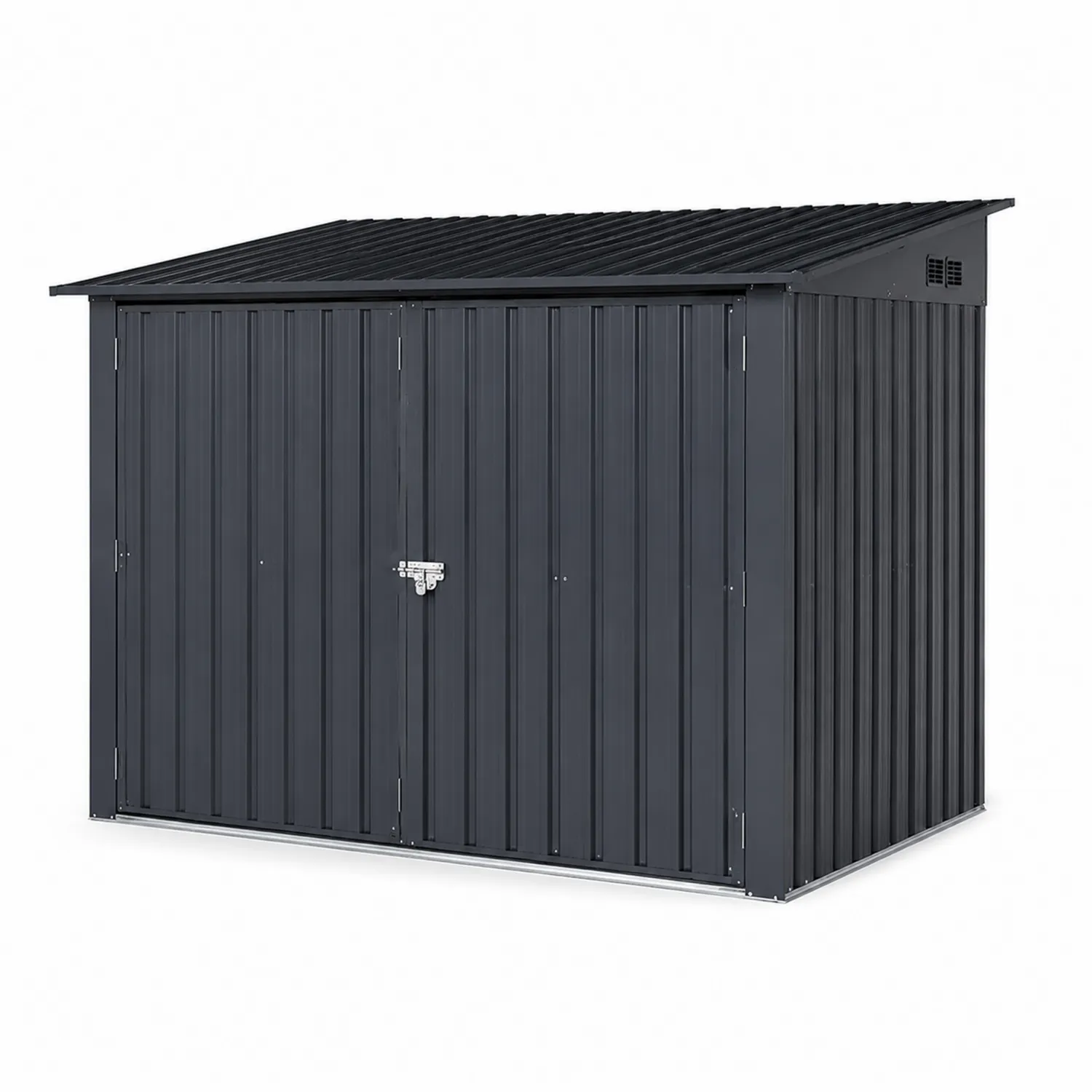 Abri de jardin en métal gris anthracite 213 cm x 127 cm x 185 cm