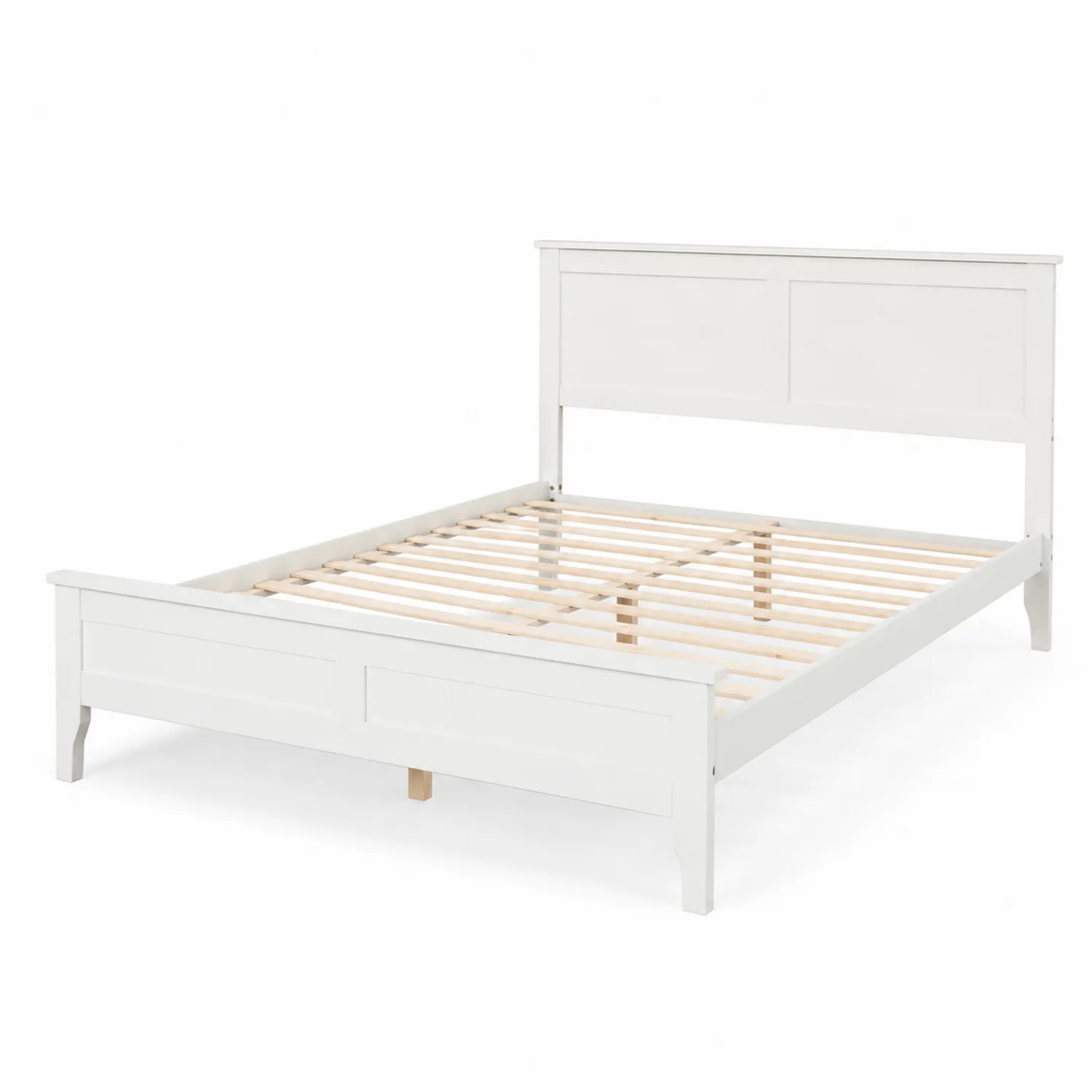 Lit double en bois blanc