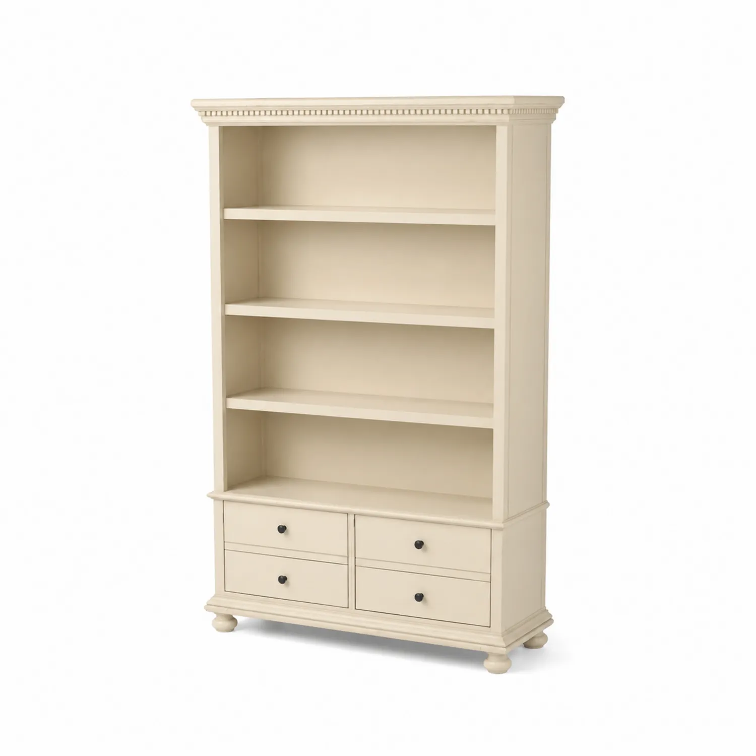 Bibliothèque en bois avec 4 étagères et 4 tiroirs Beige