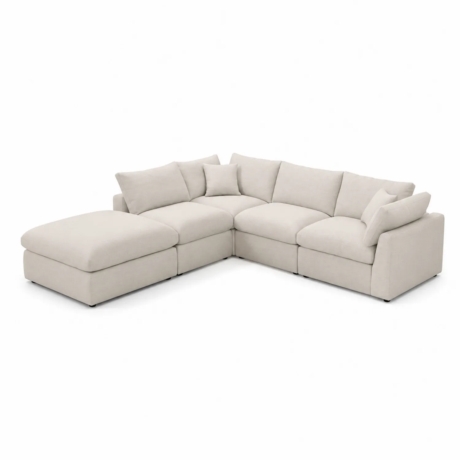 Canapé d'angle modulaire en tissu beige