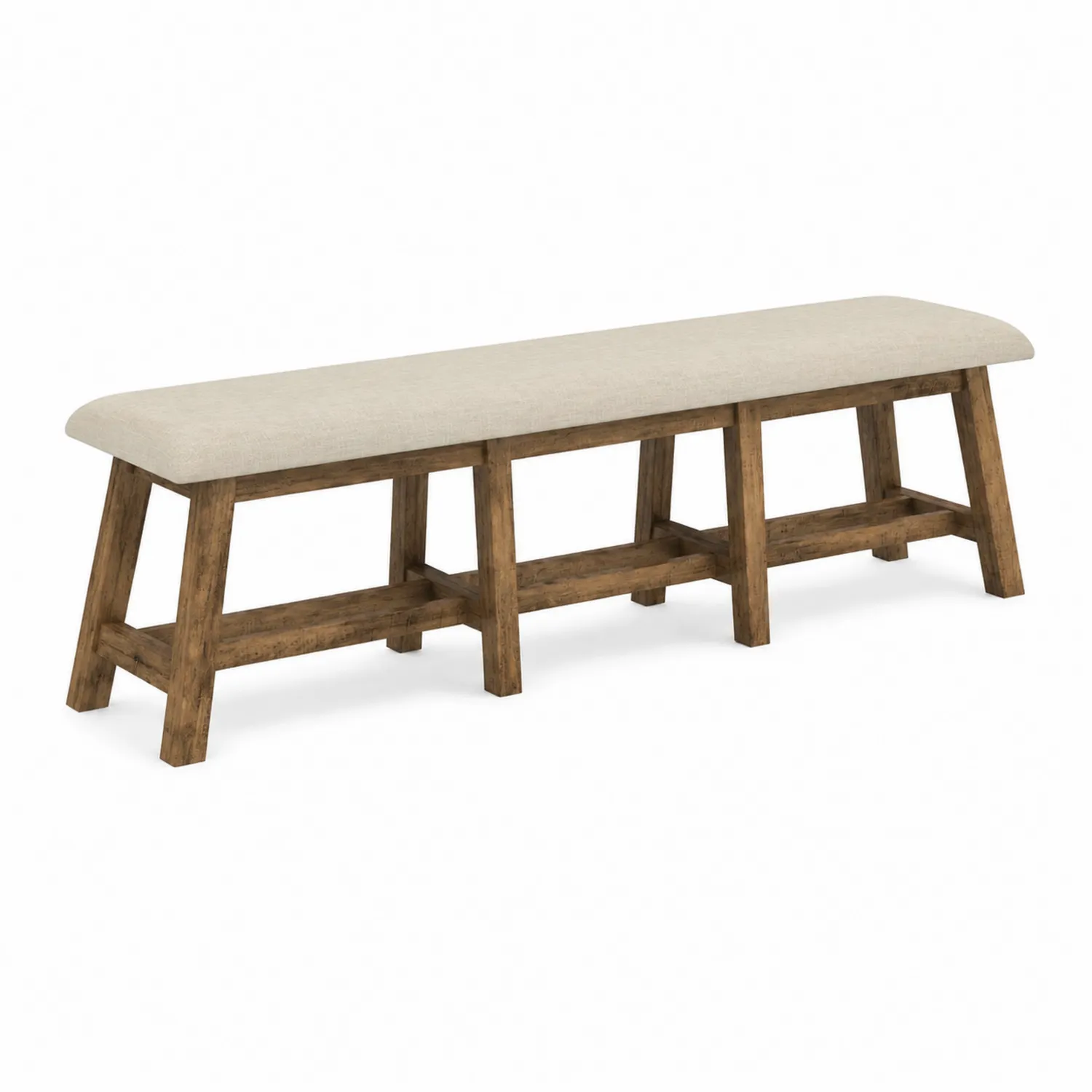 Banc en bois avec tissu polyester beige 150 cm