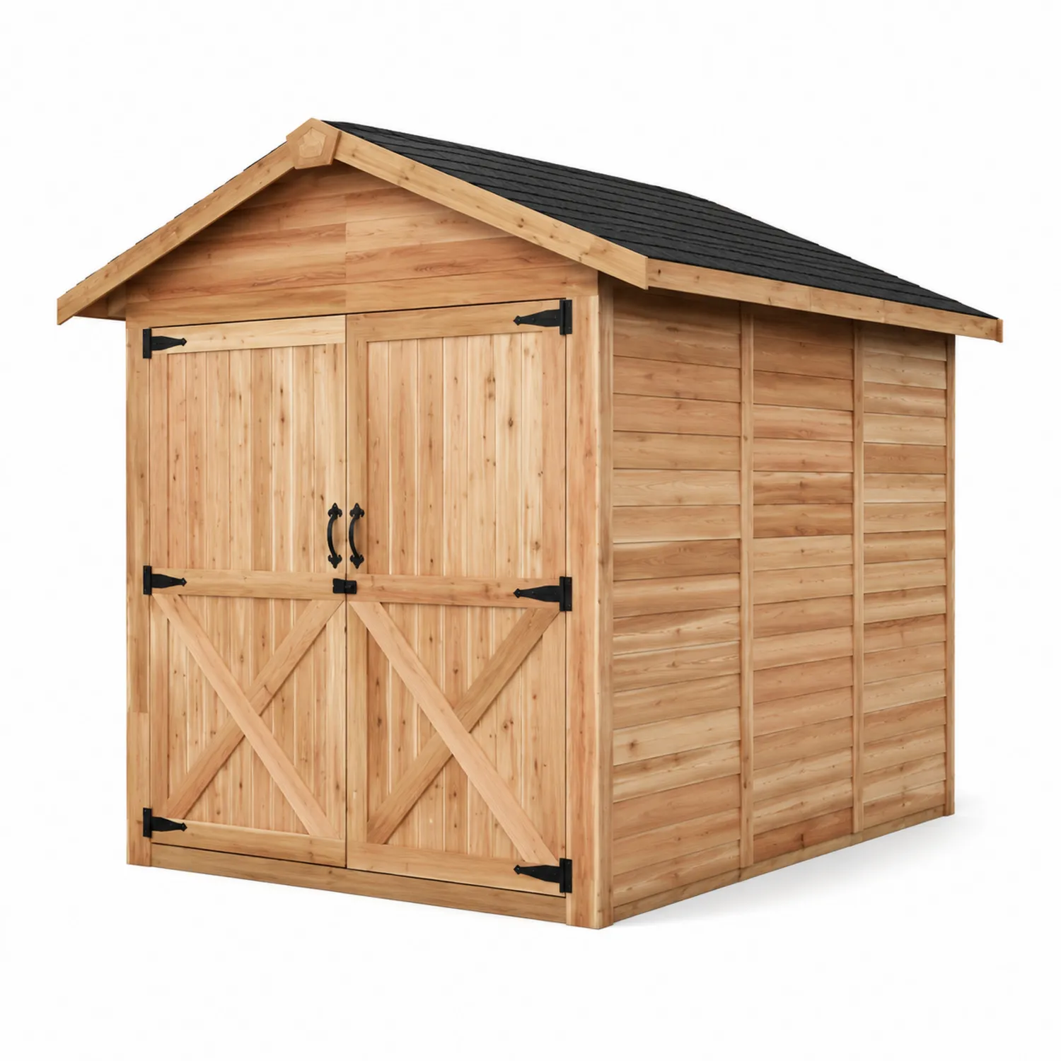 Abri de rangement en bois avec toit bitumé noir 200x150x210cm-Velnovorin
