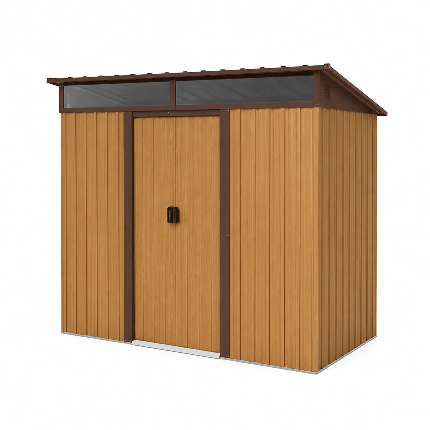 Abri en Métal avec Panneaux Polycarbonate Marron Bois-Velnovorin