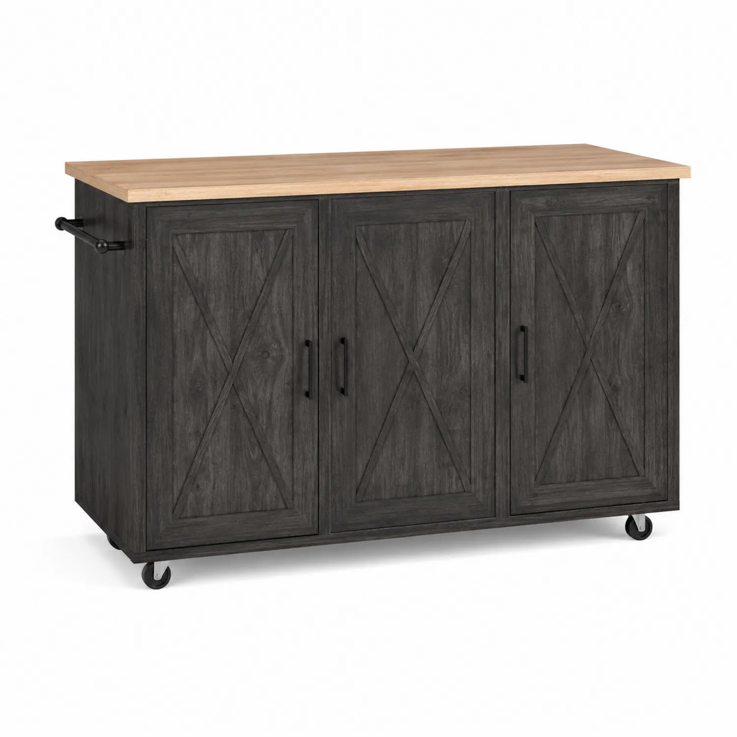 Buffet de cuisine en bois et métal avec roulettes-Velnovorin
