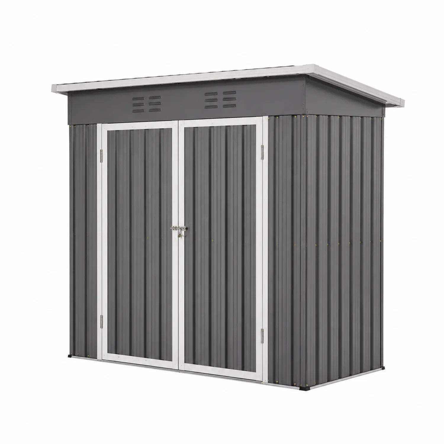 Abri de jardin en métal gris 213 cm x 130 cm x 173 cm-Velnovorin