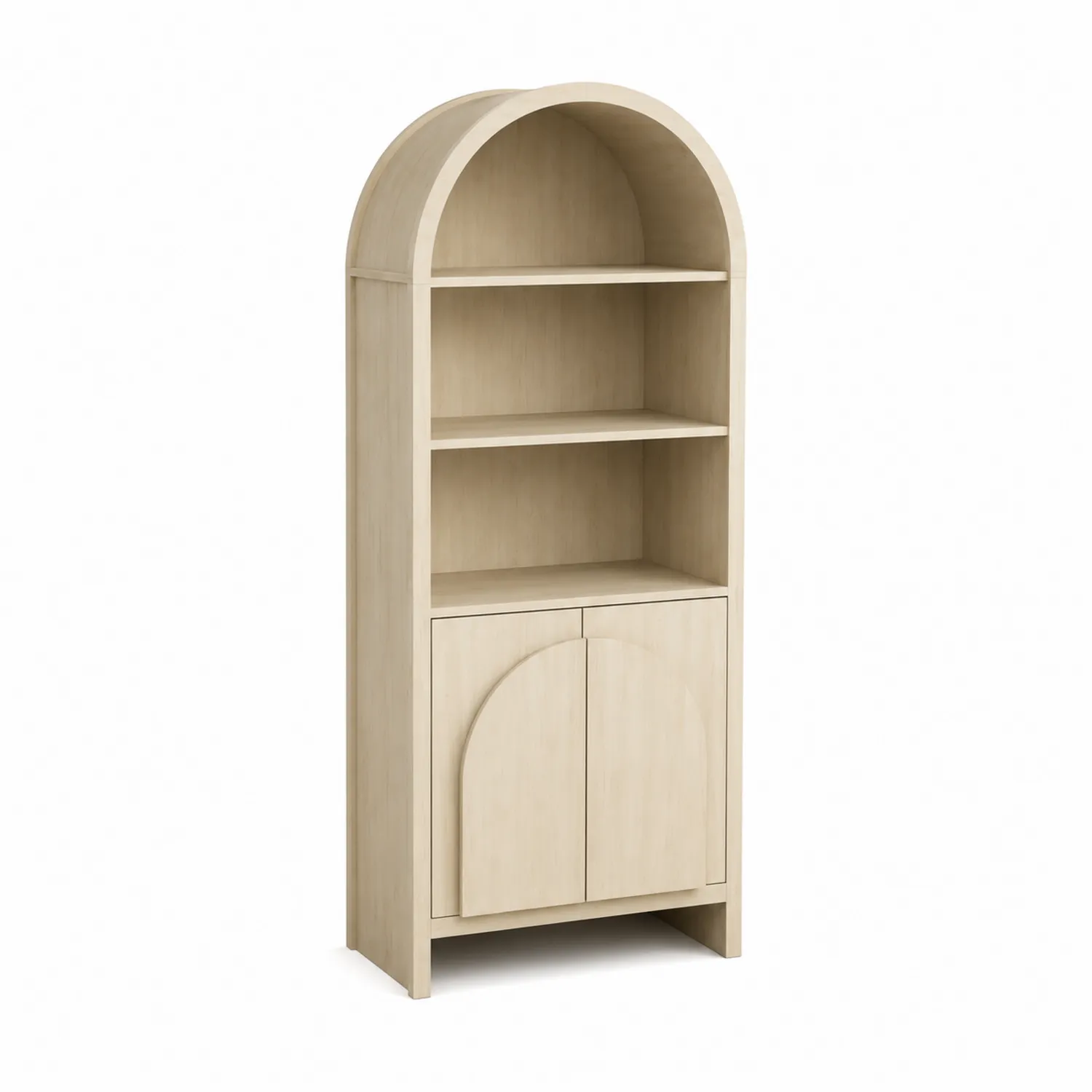 Bibliothèque en bois stratifié beige avec étagères et portes-Velnovorin