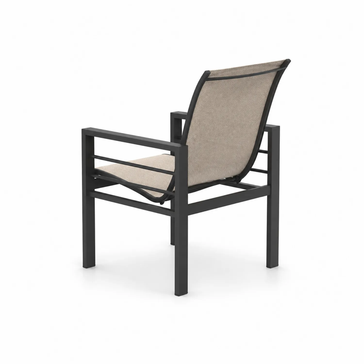 Chaise en aluminium noir avec assise en textile beige-Velnovorin