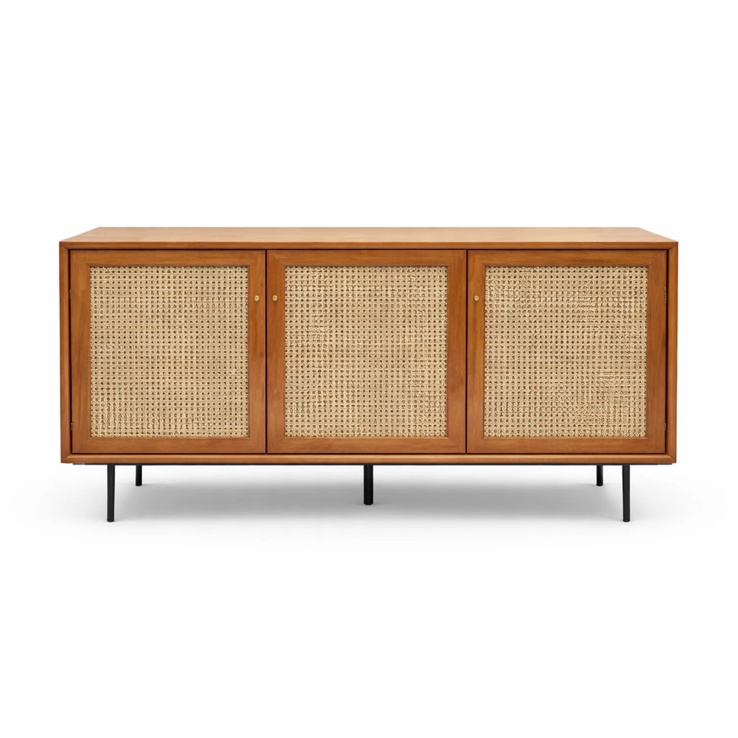 Buffet en bois et rotin avec trois portes-Velnovorin