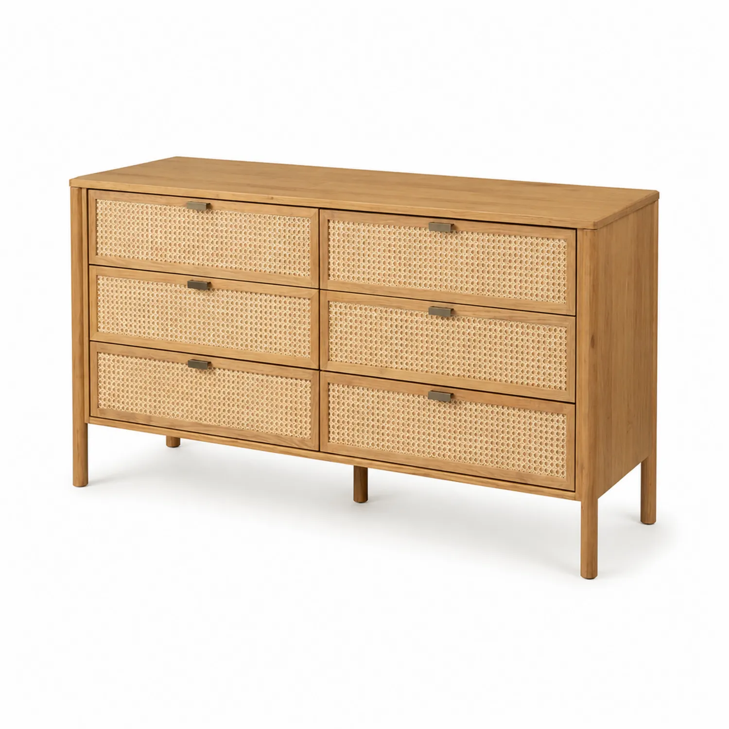 Commode en bois et rotin tressé 6 tiroirs-Velnovorin