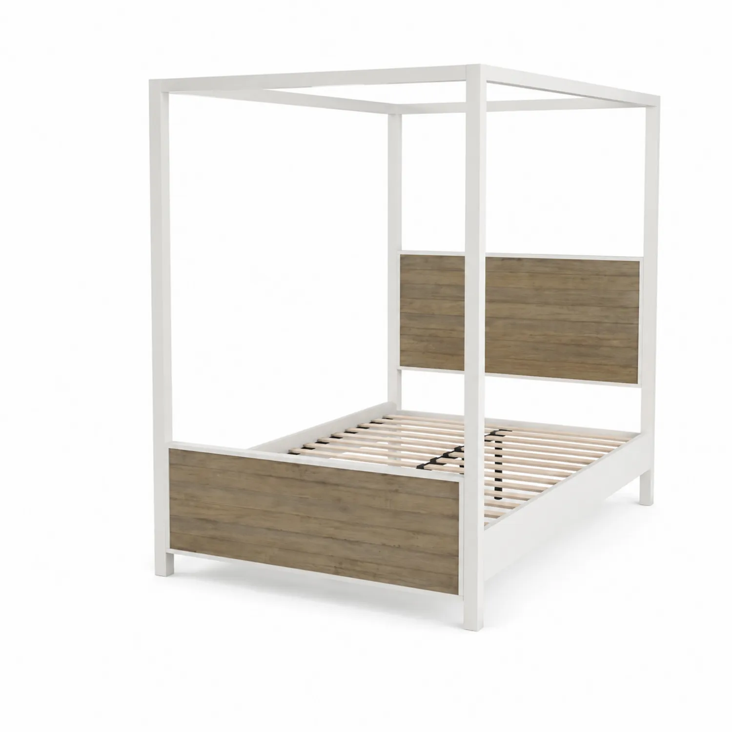 Lit baldaquin en bois de pin et placage de chêne 200x160 cm-Velnovorin