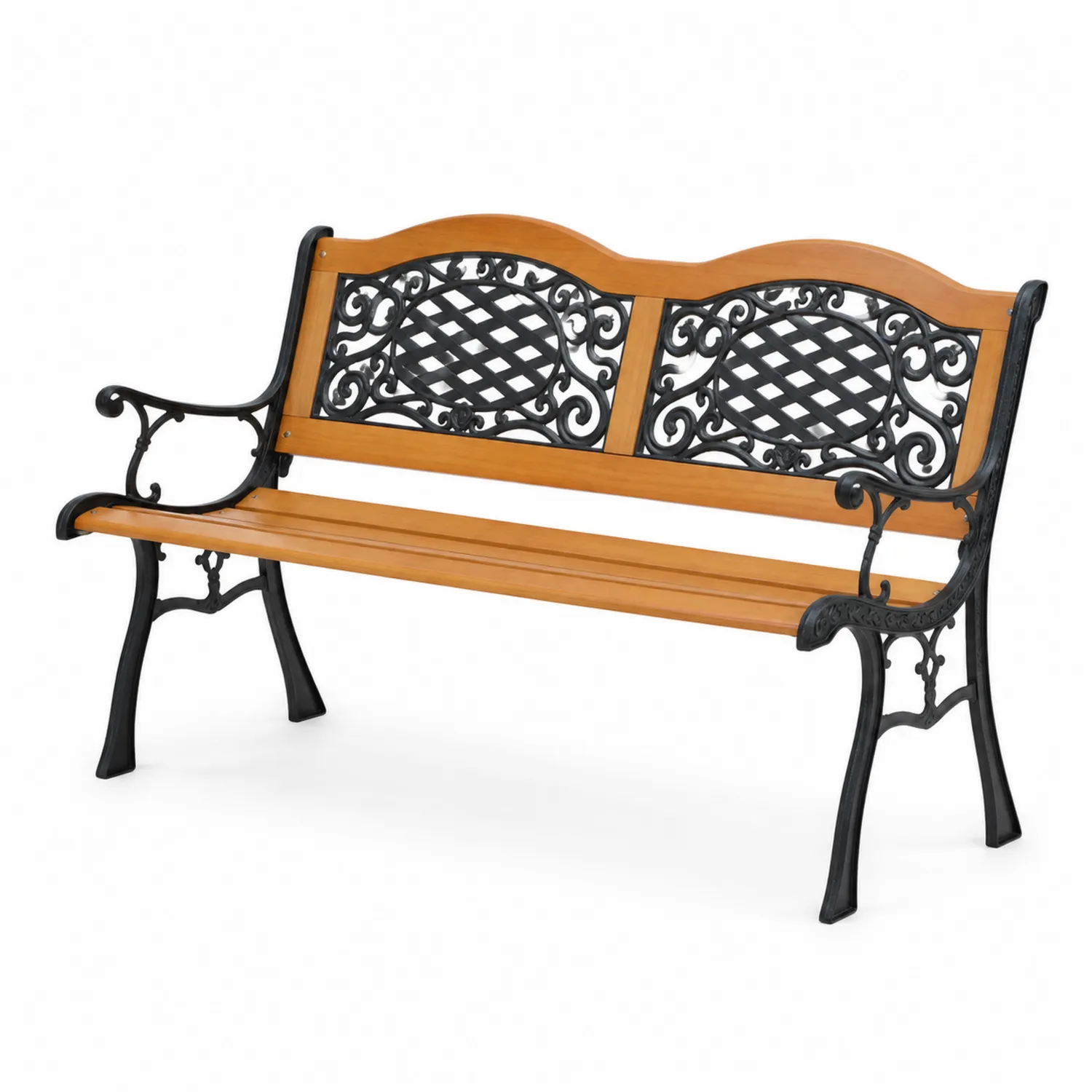 Banc d'extérieur en fer forgé et bois de pin-Velnovorin