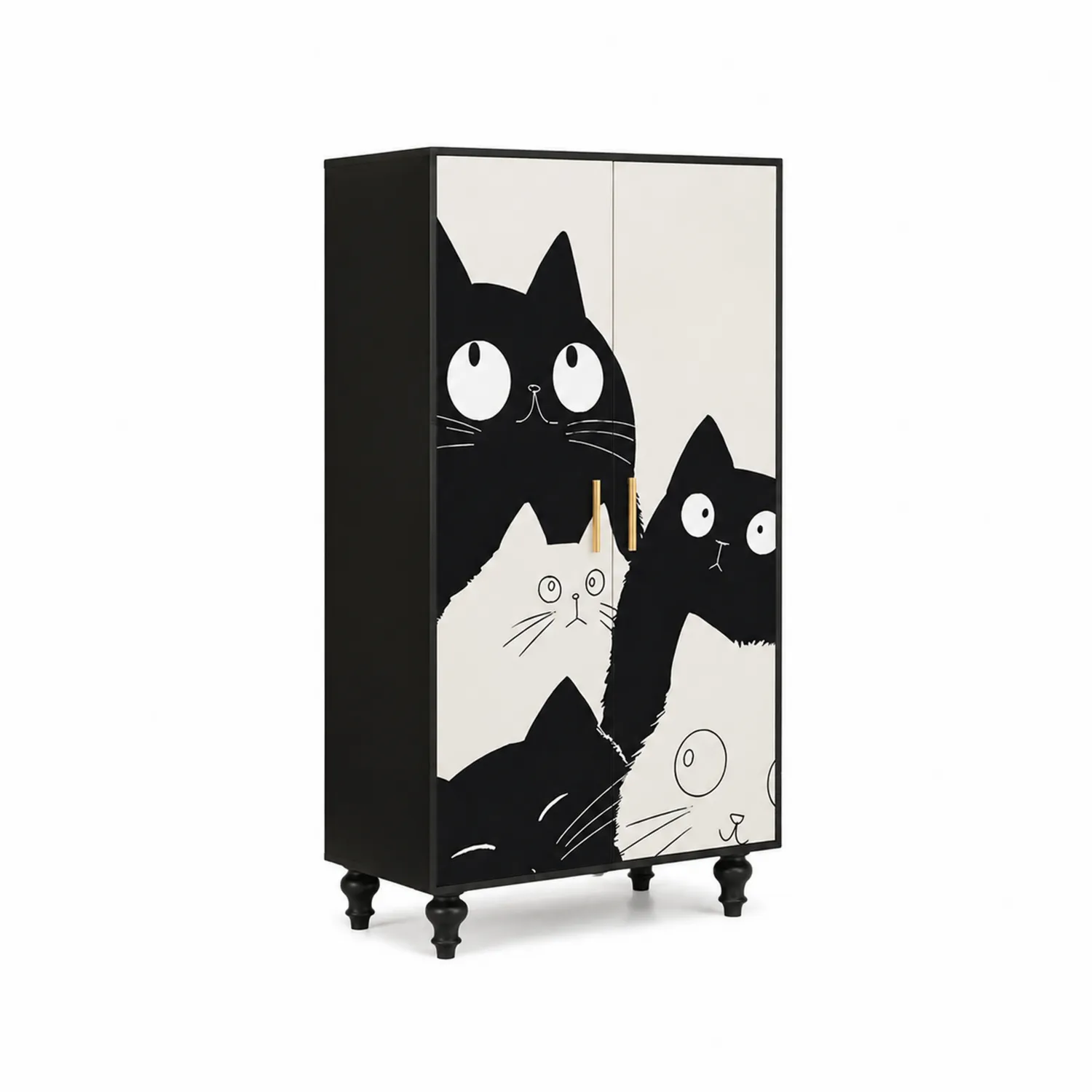 Armoire en bois MDF avec motif chat deux portes-Velnovorin