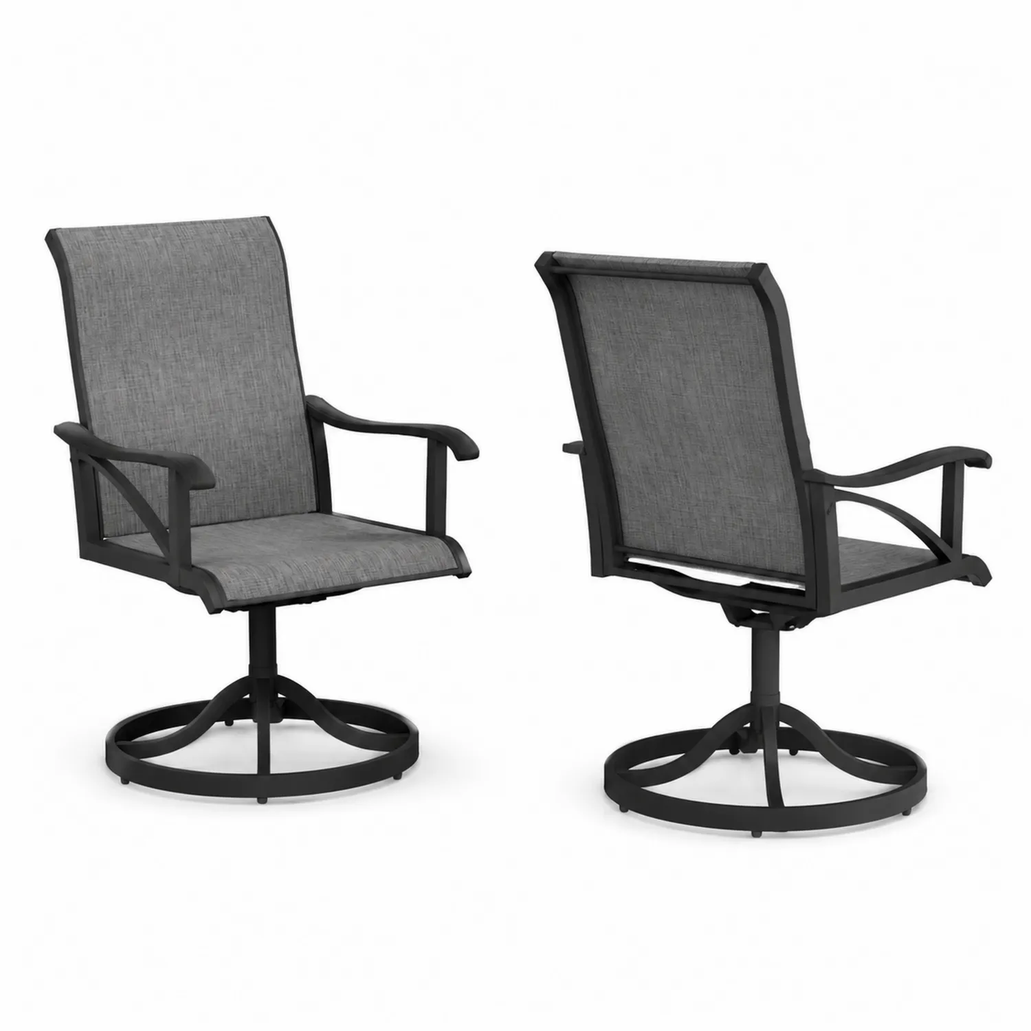 Ensemble de 2 chaises pivotantes en métal et tissu gris-Velnovorin
